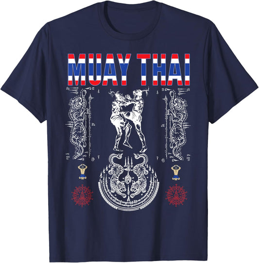 Sawadee thai traditional sak yant thai twin tiger muay thai T-Shirt - T-Shirt | Navy