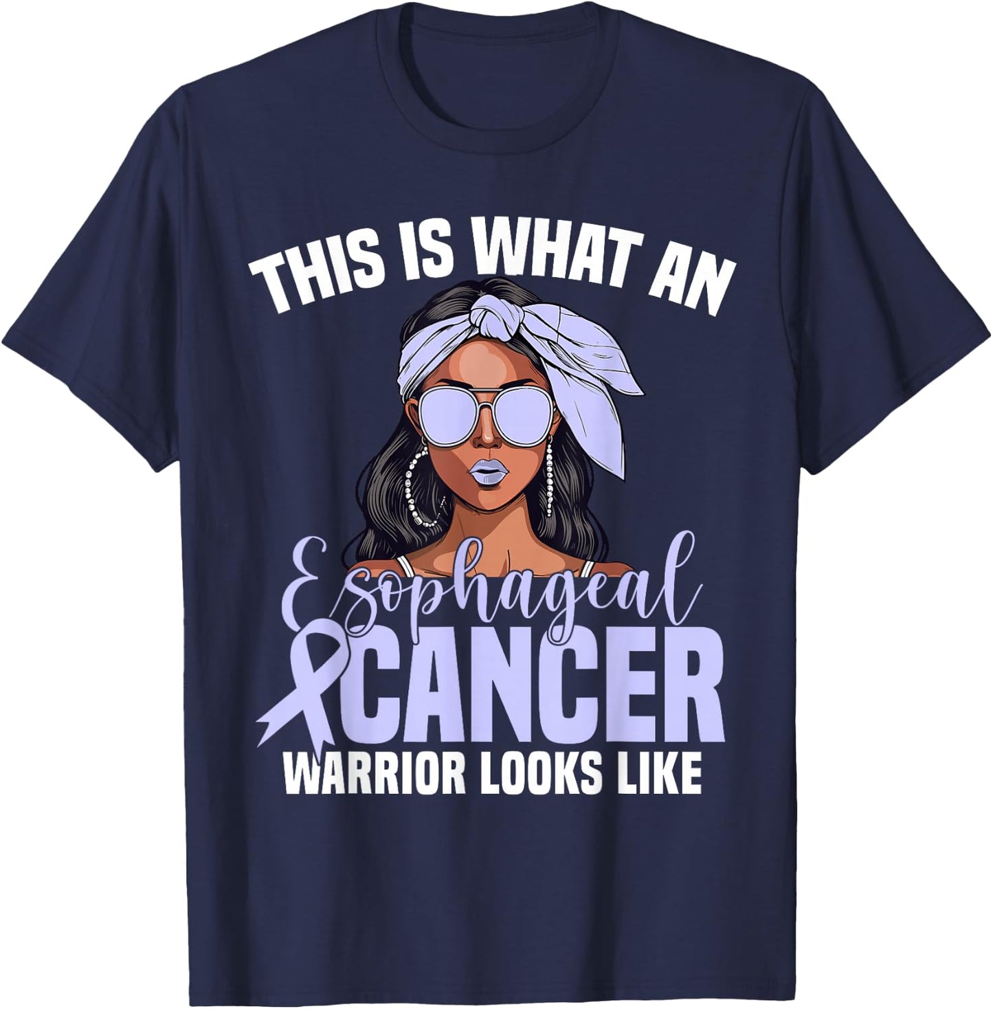 Cancer Warrior Women Fighter Awareness Esophageal Cancer T-Shirt - T-Shirt | Navy