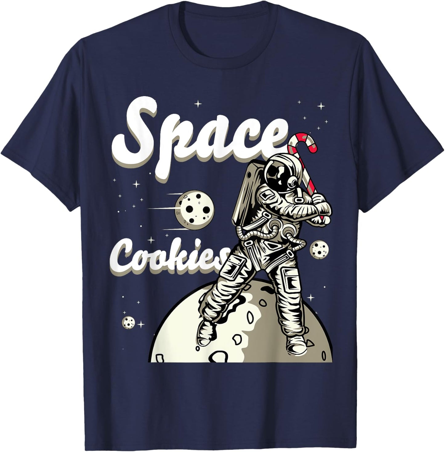 Space Cookies Xmas Weed - Christmas Marijuana T-Shirt - T-Shirt | Navy