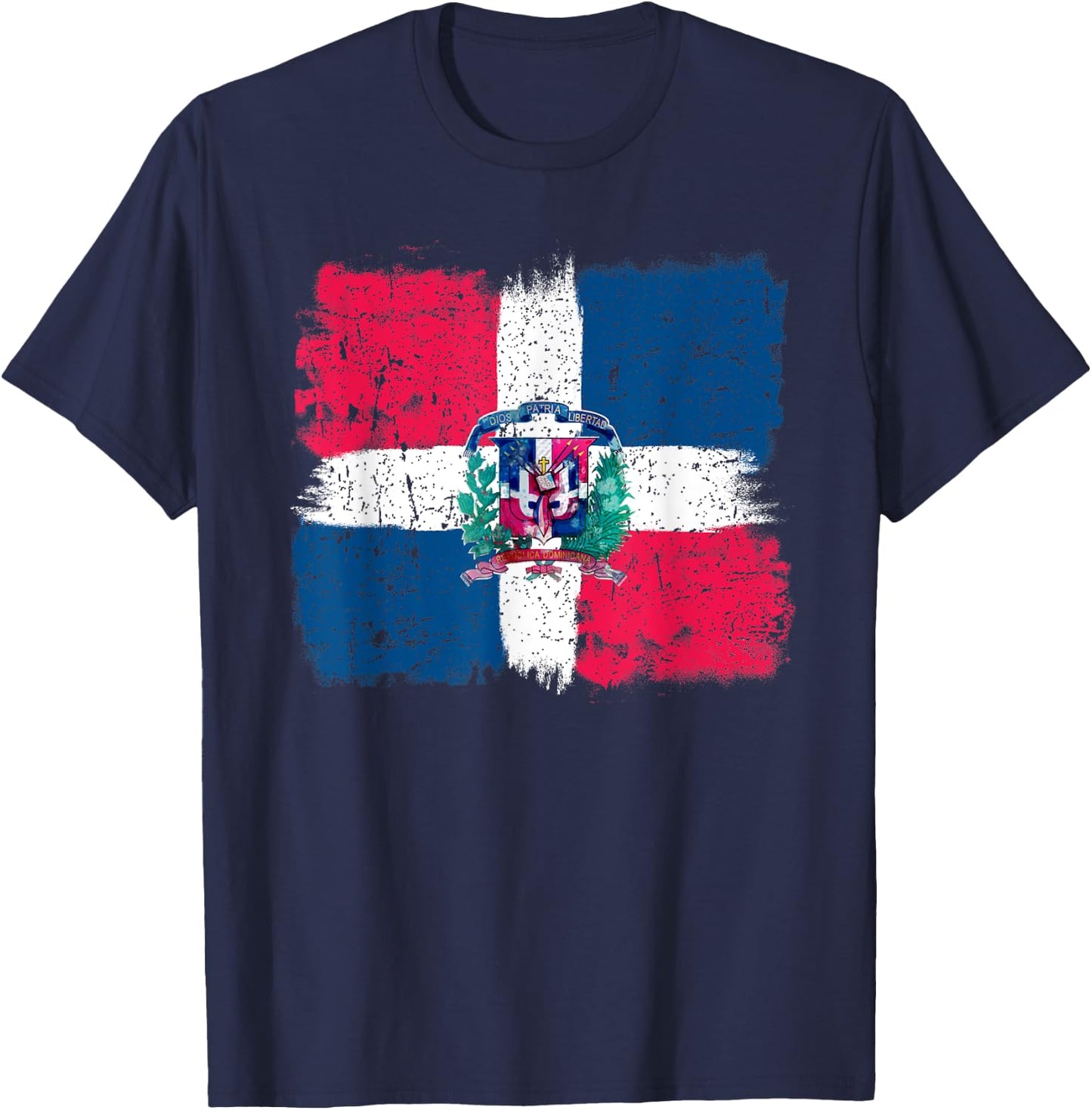 Dominican Republic Flag Shirt Painted Republica Dominicana T-Shirt - T-Shirt | Navy
