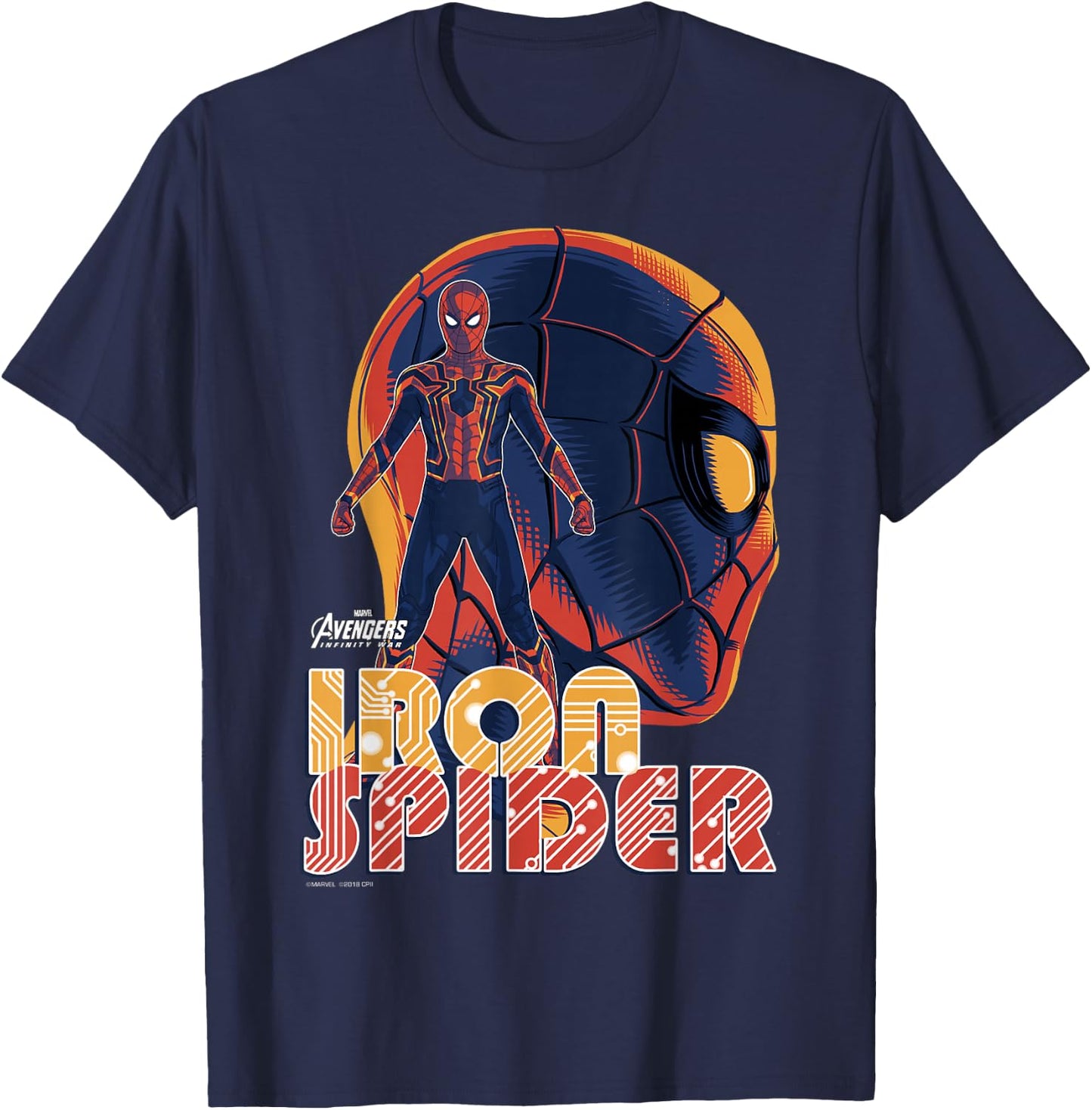 Marvel Infinity War Iron Spider Head Profile Graphic T-Shirt - T-Shirt | Navy