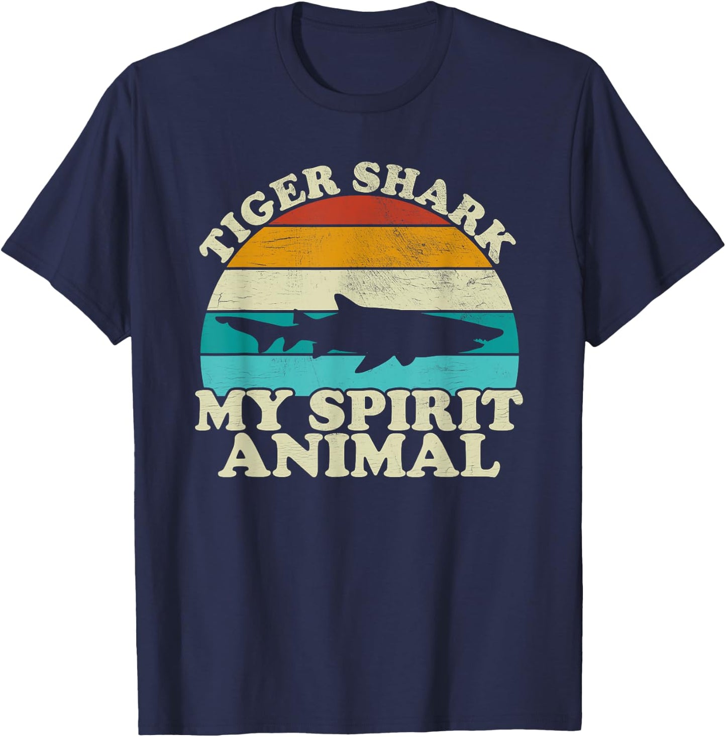 Tiger Shark My Spirit Animal - Vintage Fish Fishing T-Shirt - T-Shirt | Navy