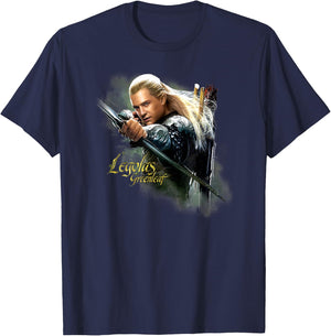 Warner Bros. Hobbit Legolas Greenleaf -Adults & Kids Green Modern Letter Print T-Shirt - T-Shirt | Navy