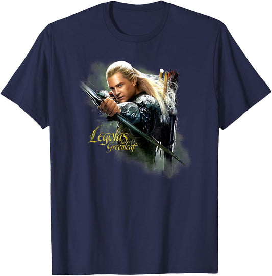 Warner Bros. Hobbit Legolas Greenleaf -Adults & Kids Green Modern Letter Print T-Shirt - T-Shirt | Navy