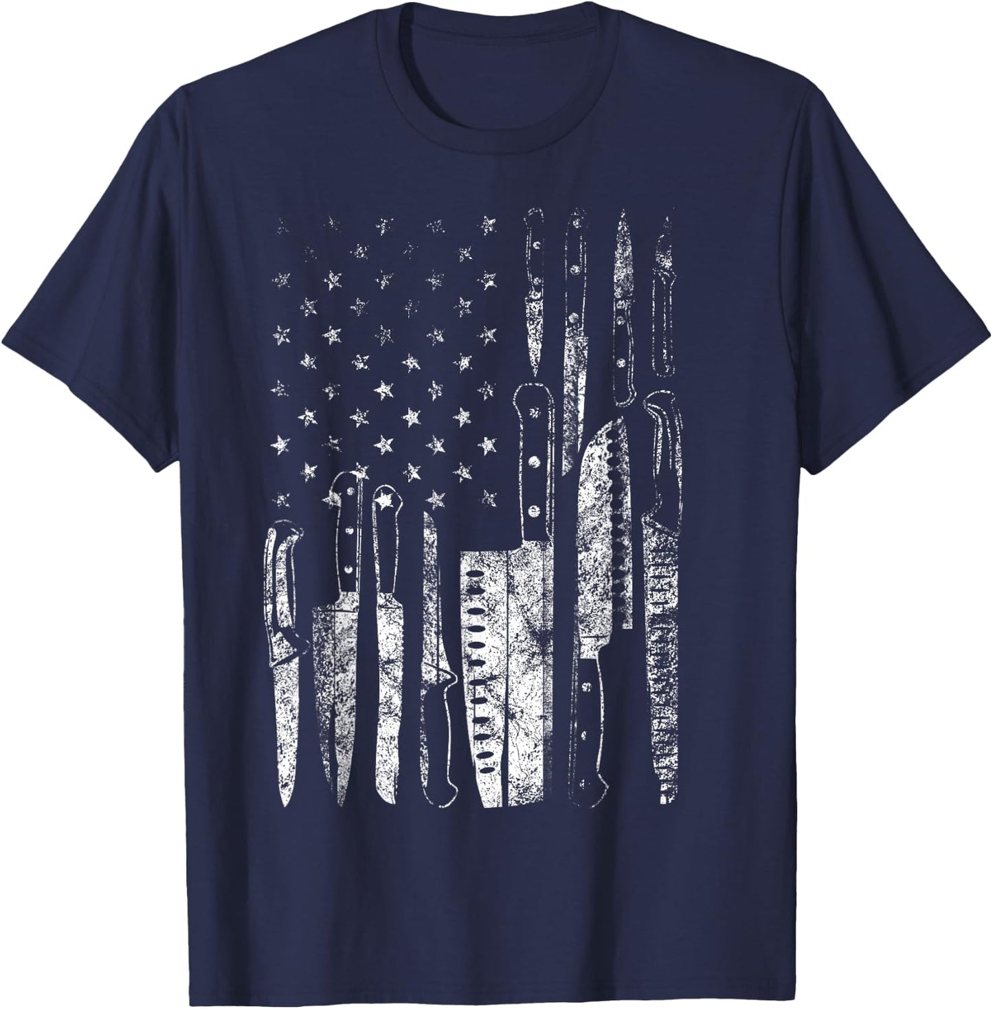 American Flag Chef Knife Set Collector T-Shirt - T-Shirt | Navy