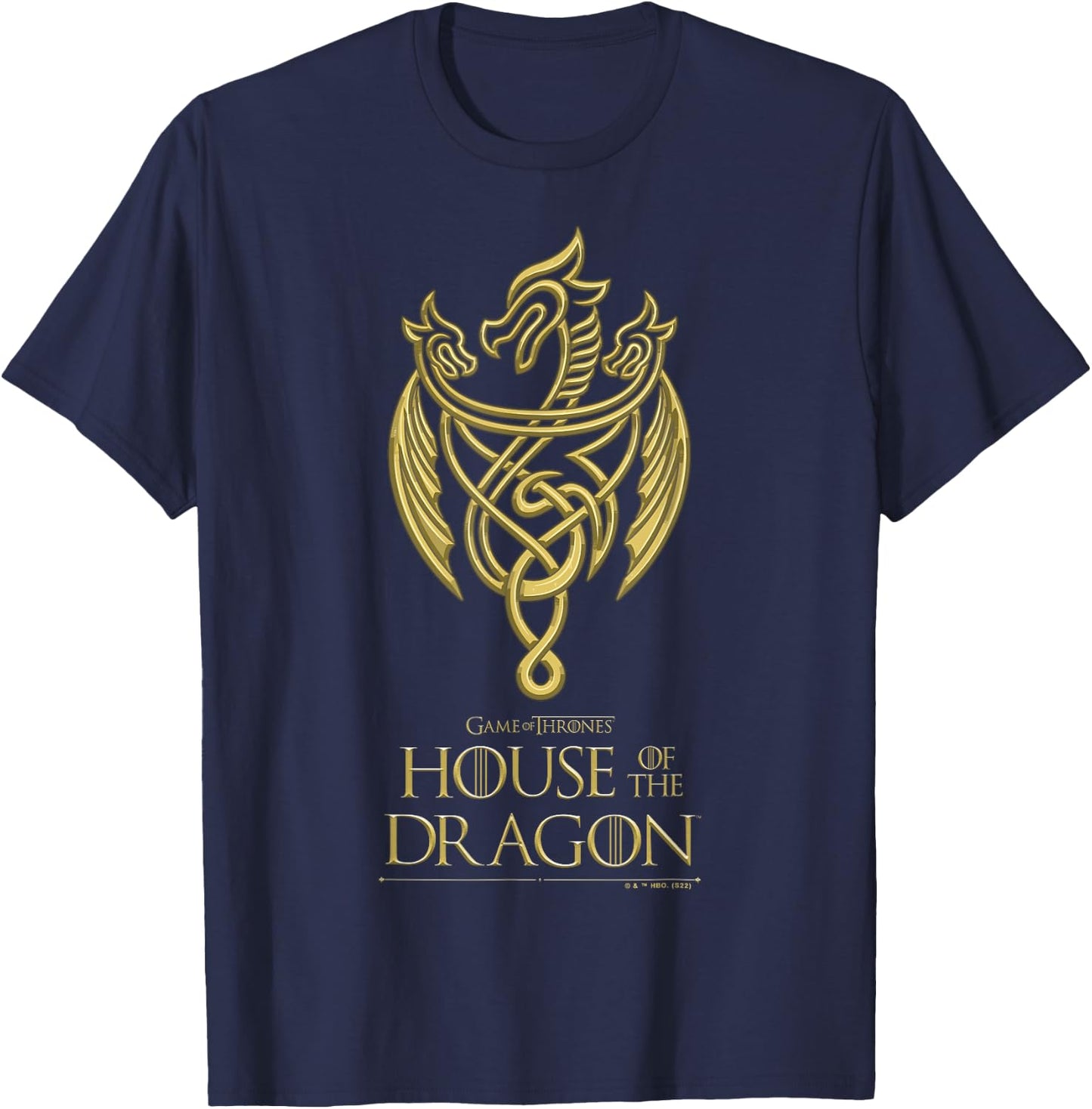 House of the Dragon Gold Dragon Design T-Shirt - T-Shirt | Navy