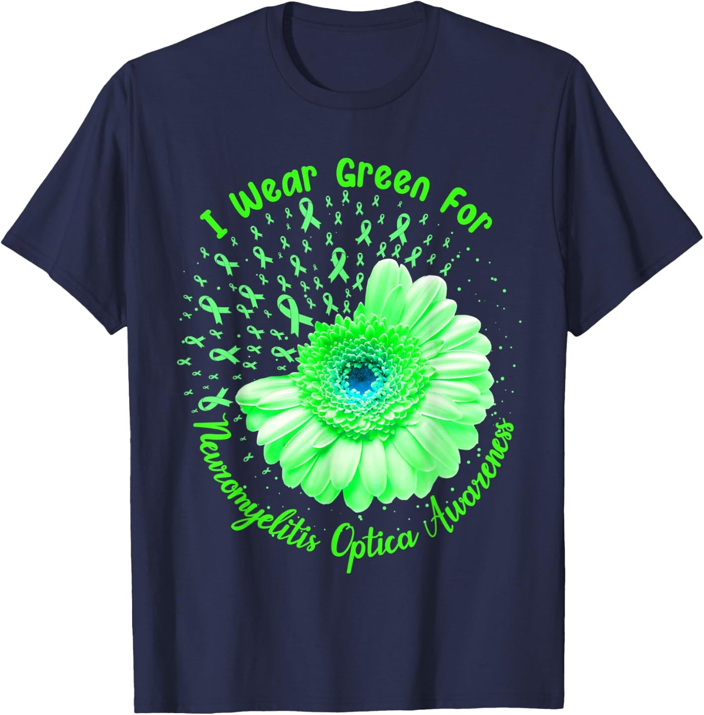 I Wear Green For Neuromyelitis Optica Awareness Survivor T-Shirt - T-Shirt | Navy