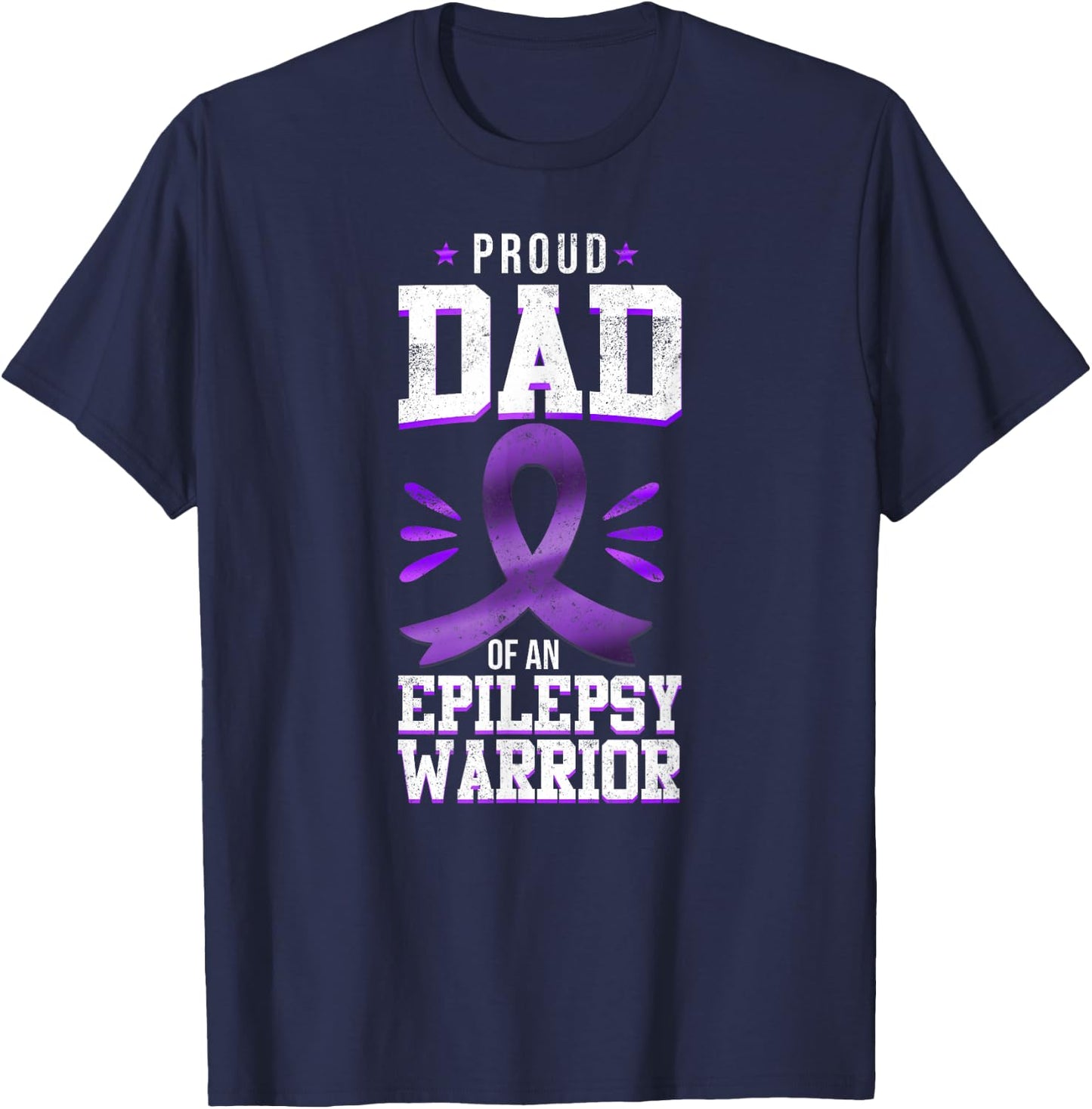 Epilepsy Awareness Ribbon Proud Dad Of An Epilepsy Warrior T-Shirt - T-Shirt | Navy