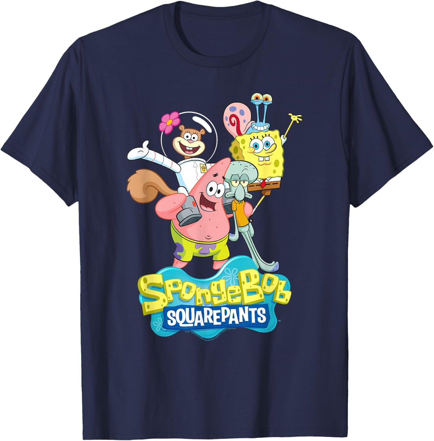 SpongeBob SquarePants Sandy, Patrick, Gary and Squidward T-Shirt - T-Shirt | Navy