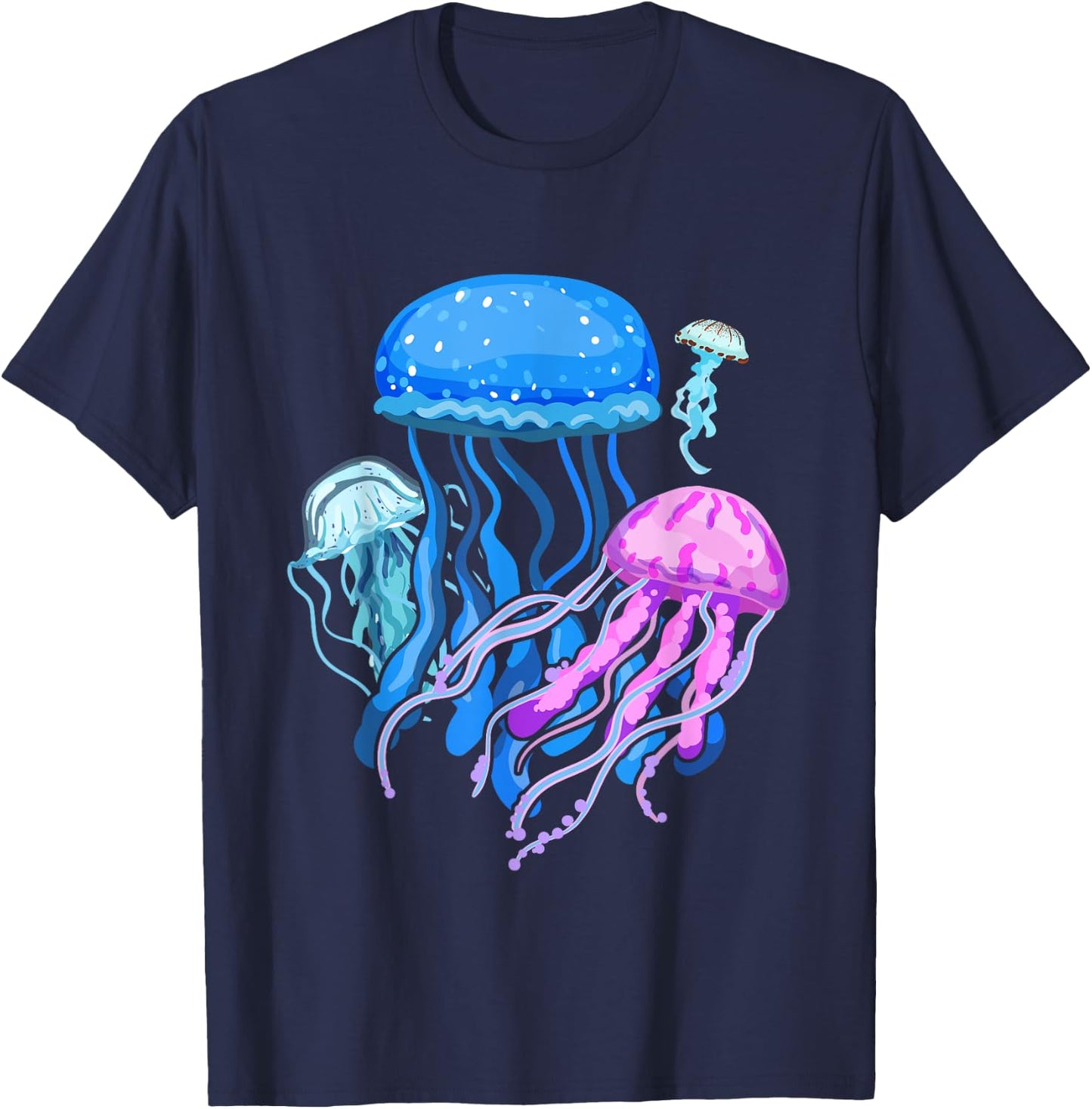 Retro Jellyfish Design T-Shirt - T-Shirt | Navy