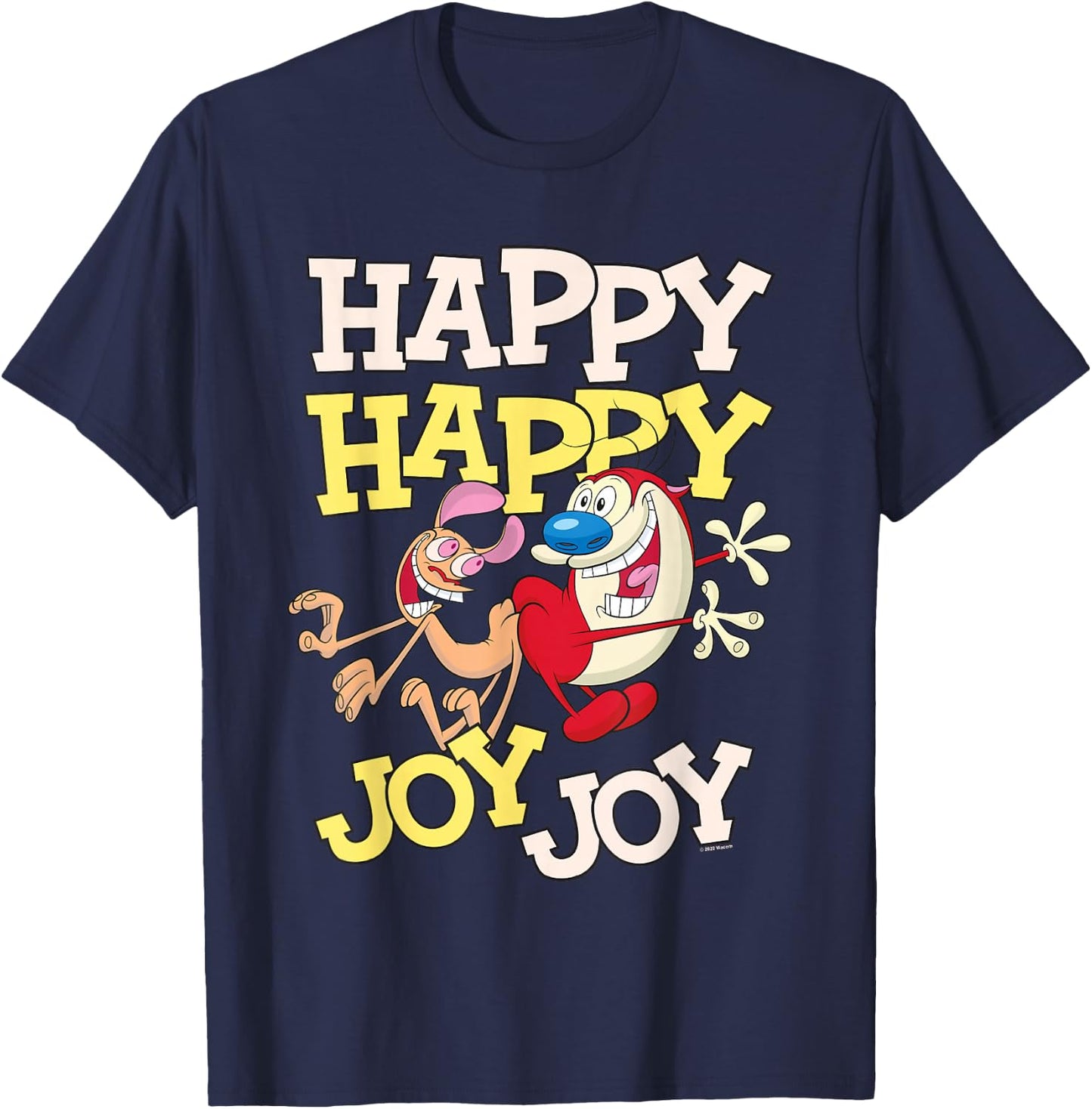 Ren and Stimpy Happy Happy Joy Joy Dance T-Shirt - T-Shirt | Navy