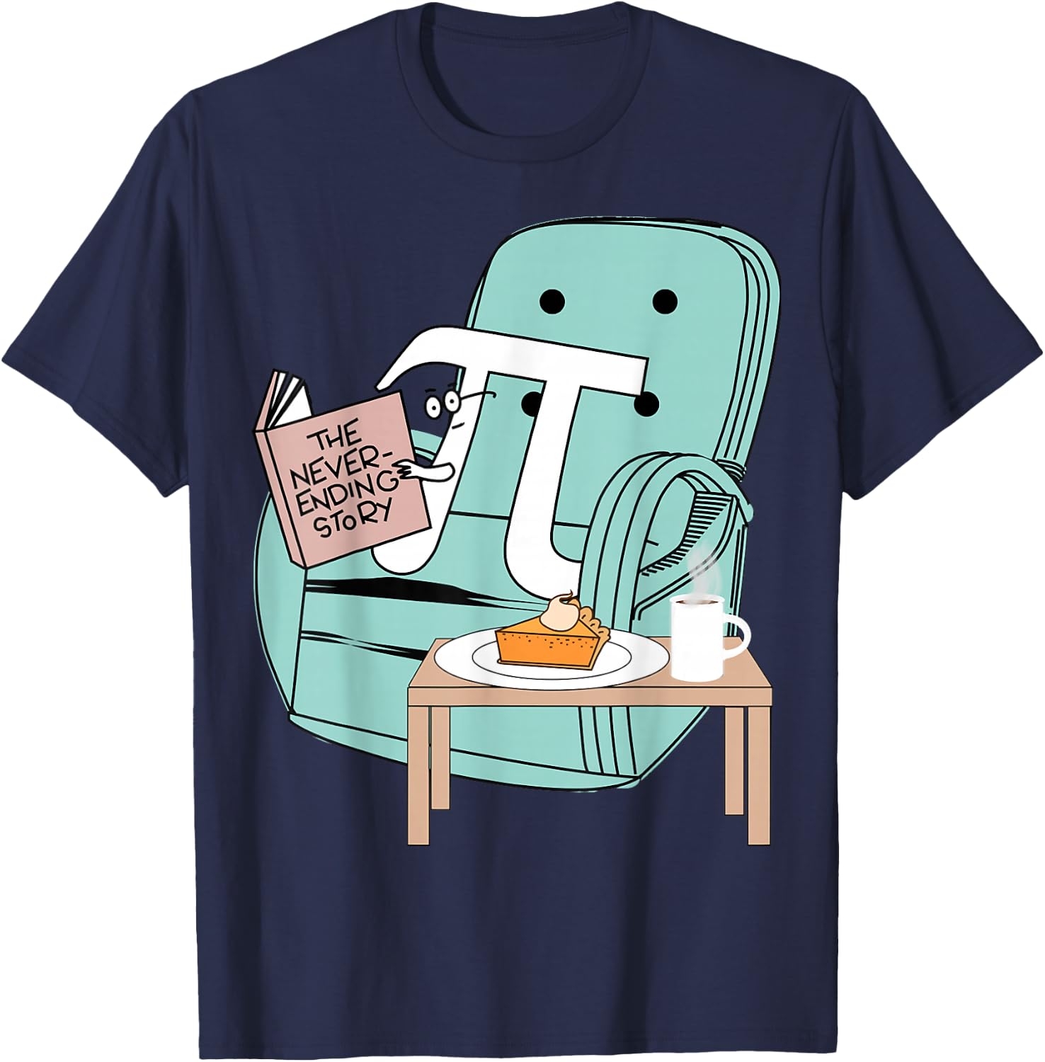Never Ending Funny Story Pi Day Celebration Math T-Shirt - T-Shirt | Navy