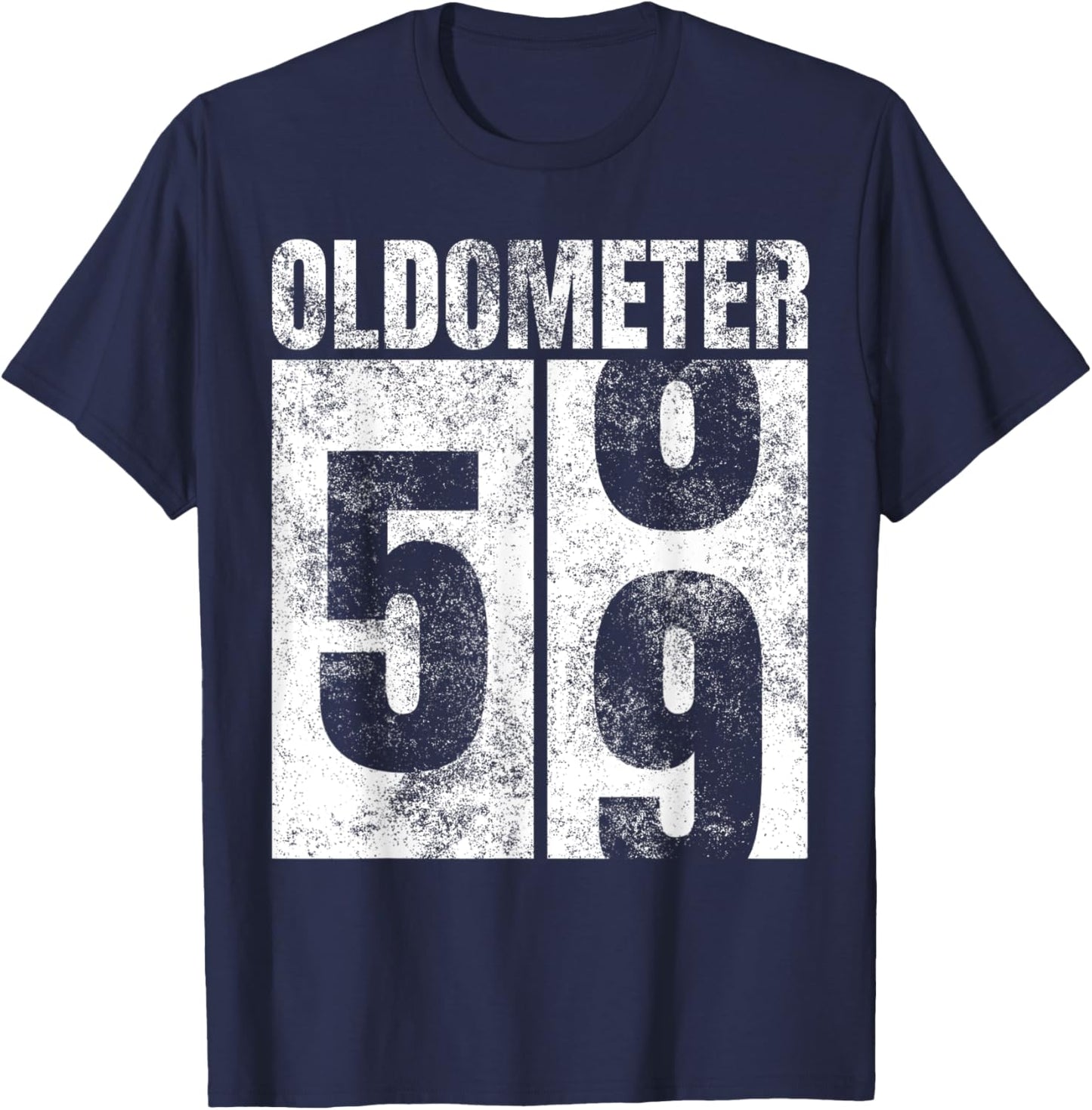 Oldometer 58-59 yrs old Man Woman Bday Graphic 59th Birthday T-Shirt - T-Shirt | Navy