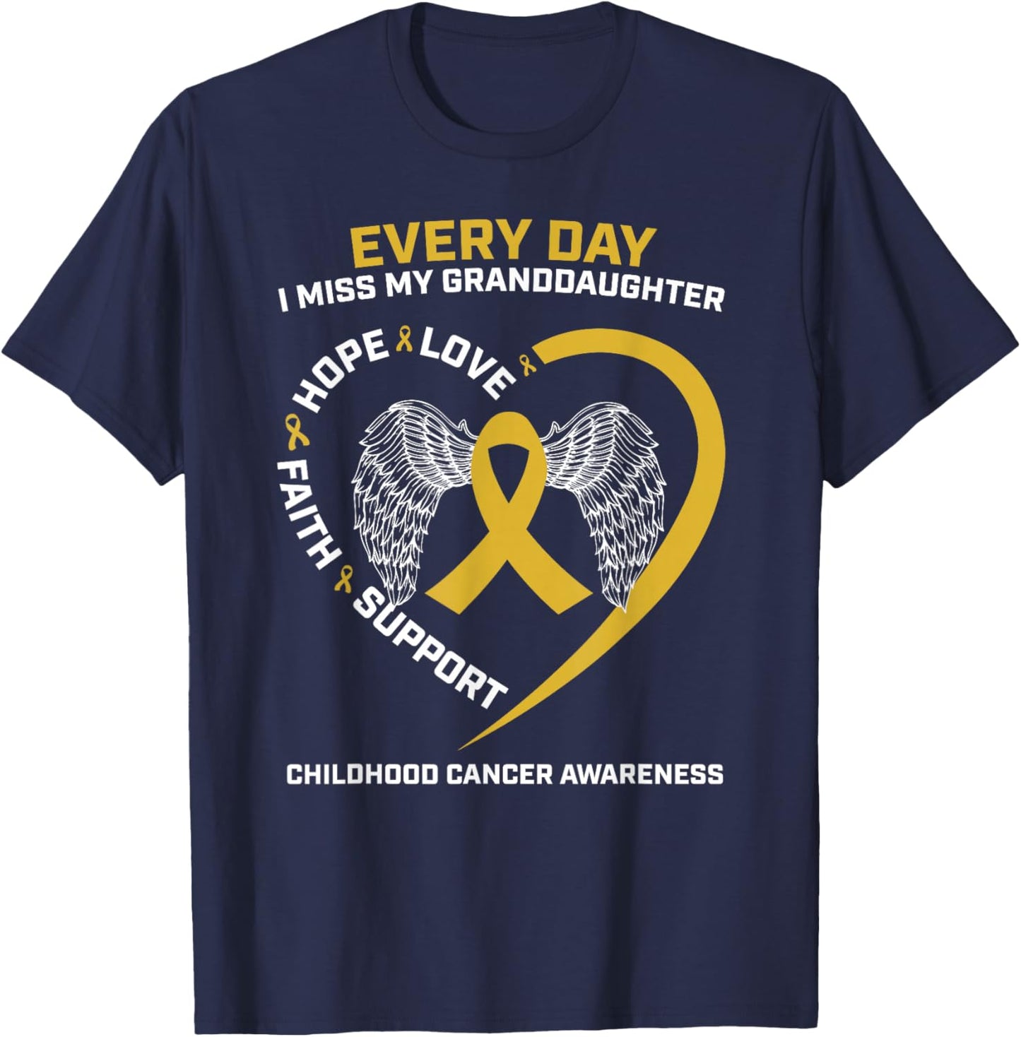 Grandma Gold In Memory Of My Granddaughter Childhood Cancer T-Shirt - T-Shirt | Navy