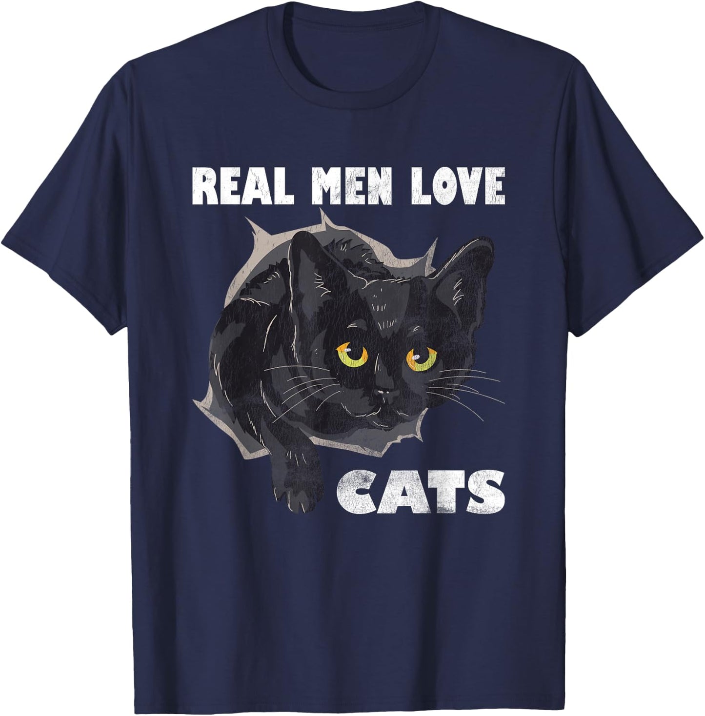 Real Men Love Cat Cats Lover Fathers Day Idea T-Shirt - T-Shirt | Navy