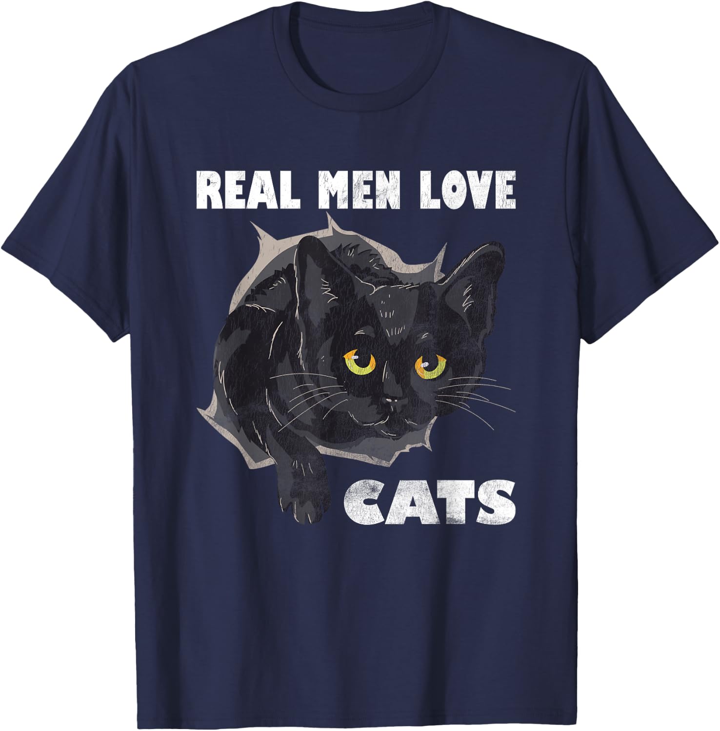 Real Men Love Cat Cats Lover Fathers Day Idea T-Shirt - T-Shirt | Navy