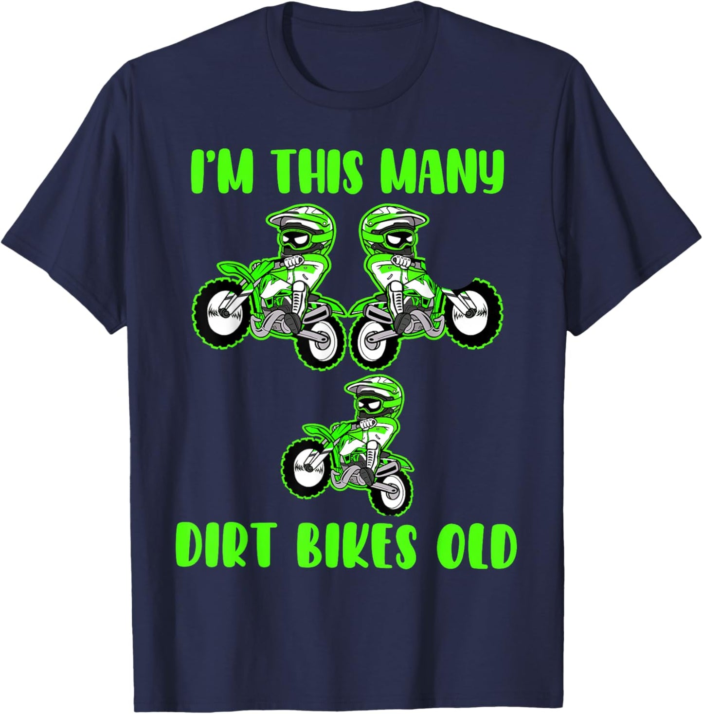 I'm This Many Dirt Bikes 3 Year Old 3rd Birthday Motocross T-Shirt - T-Shirt | Navy