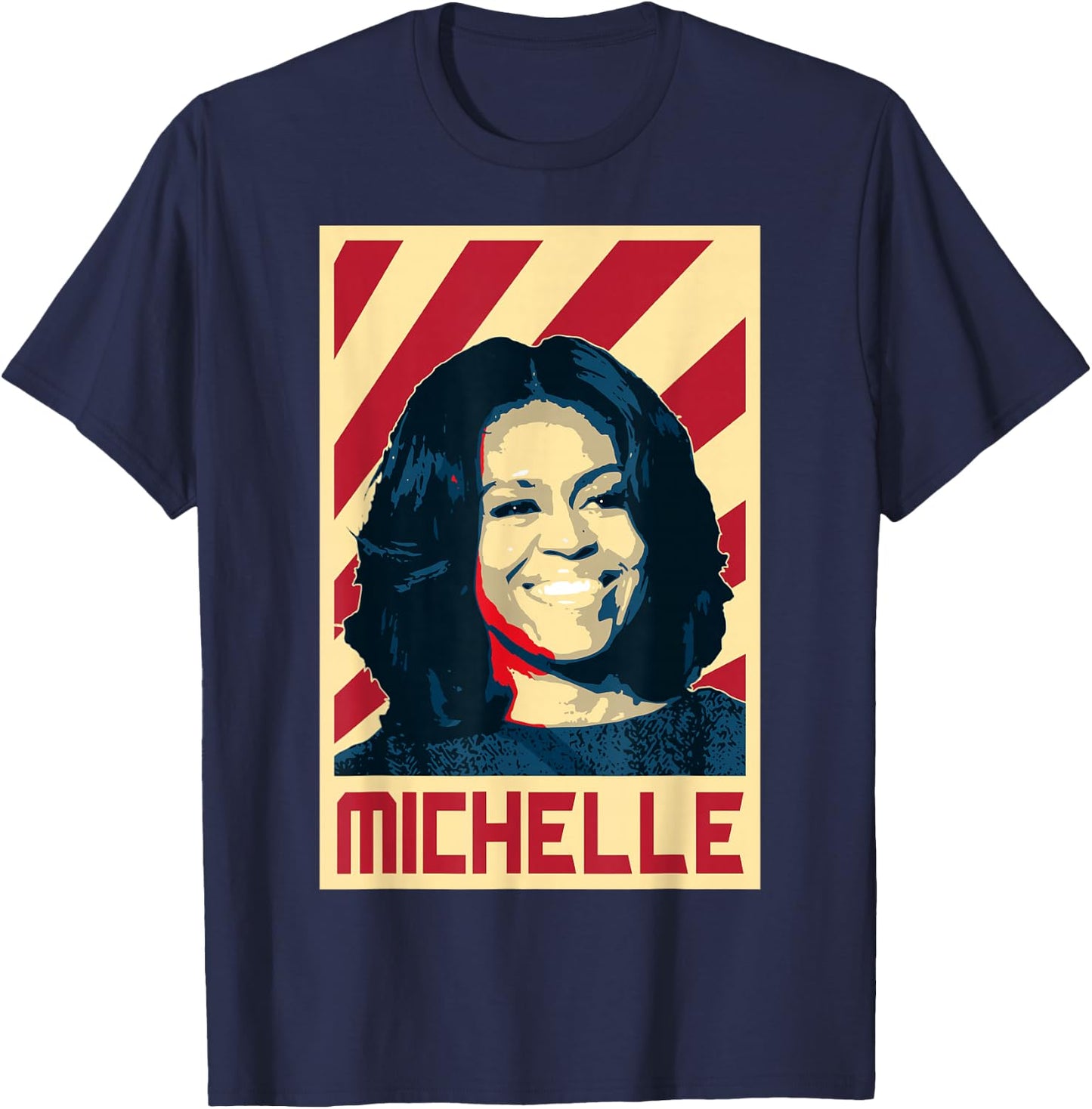 Obama Michelle Retro Propaganda T-Shirt - T-Shirt | Navy