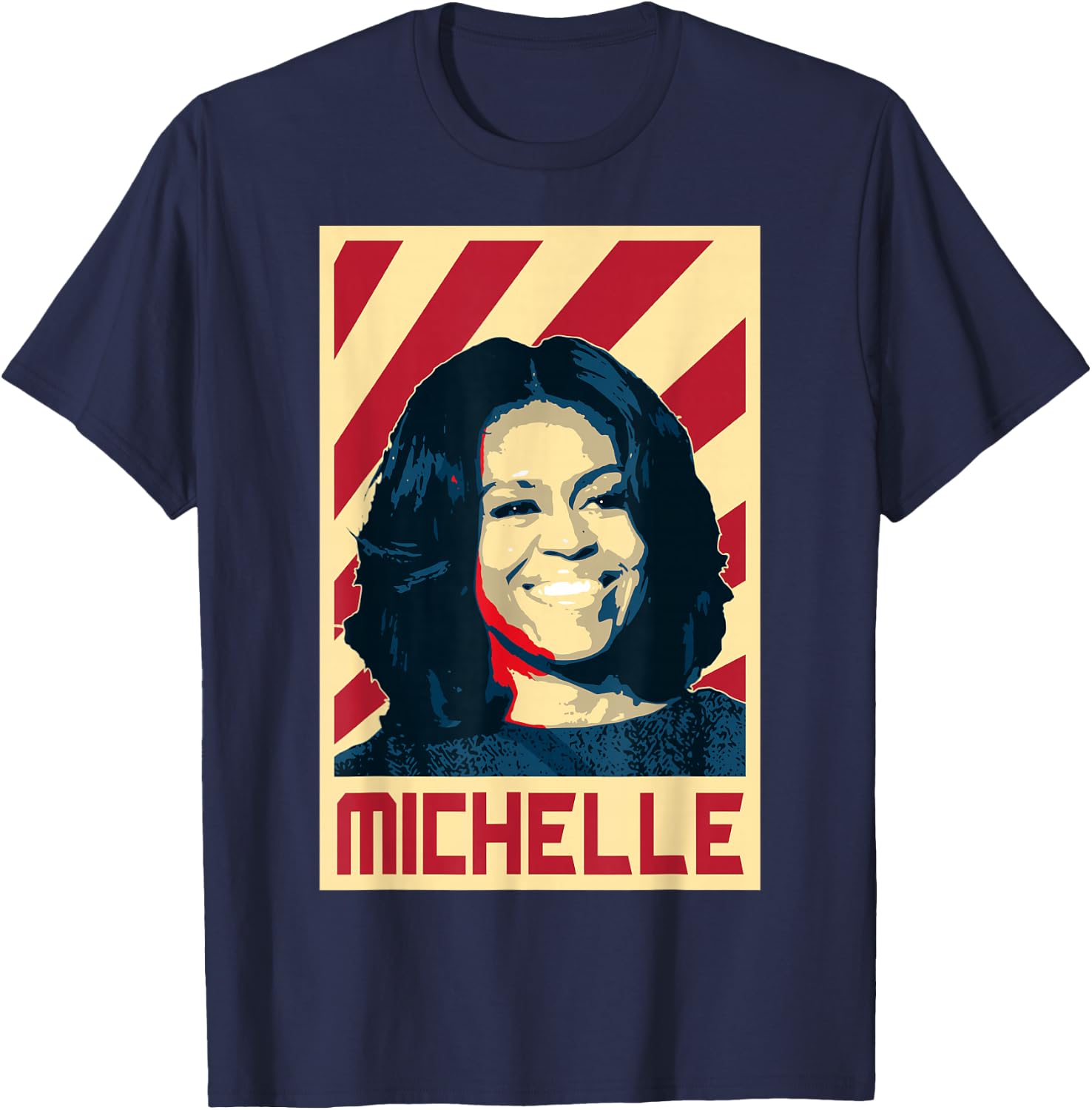 Obama Michelle Retro Propaganda T-Shirt - T-Shirt | Navy