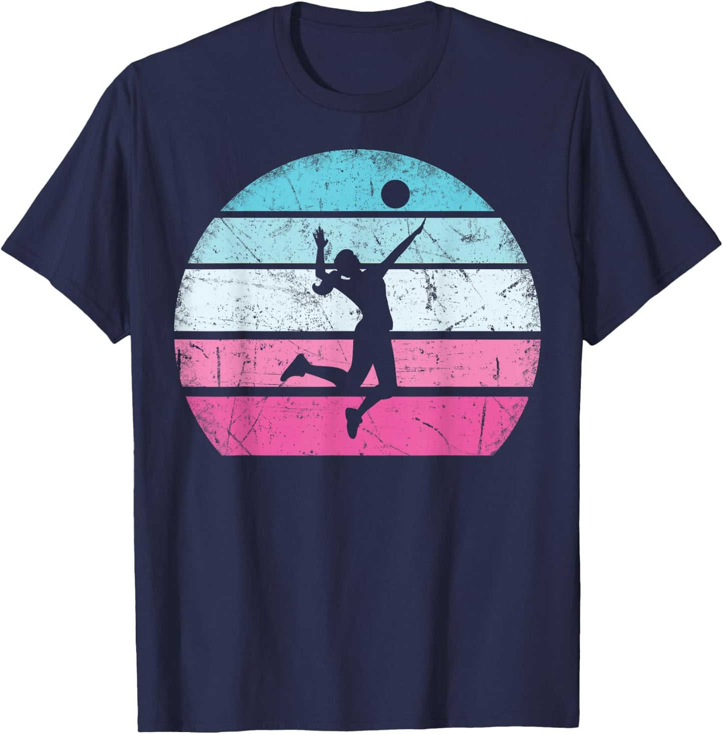 Volleyball Girl Retro Vintage T-Shirt - T-Shirt | Navy