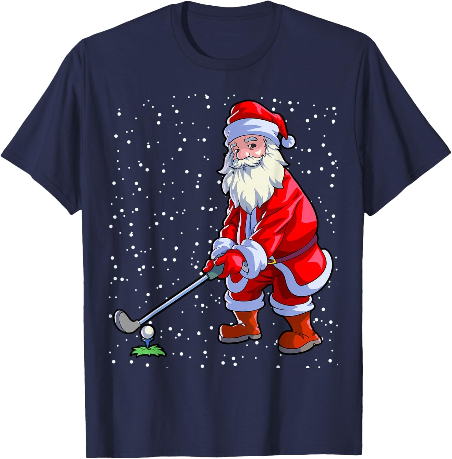 Golf Christmas Shirt Men Golf Club Golf Playing Santa Claus T-Shirt - T-Shirt | Navy