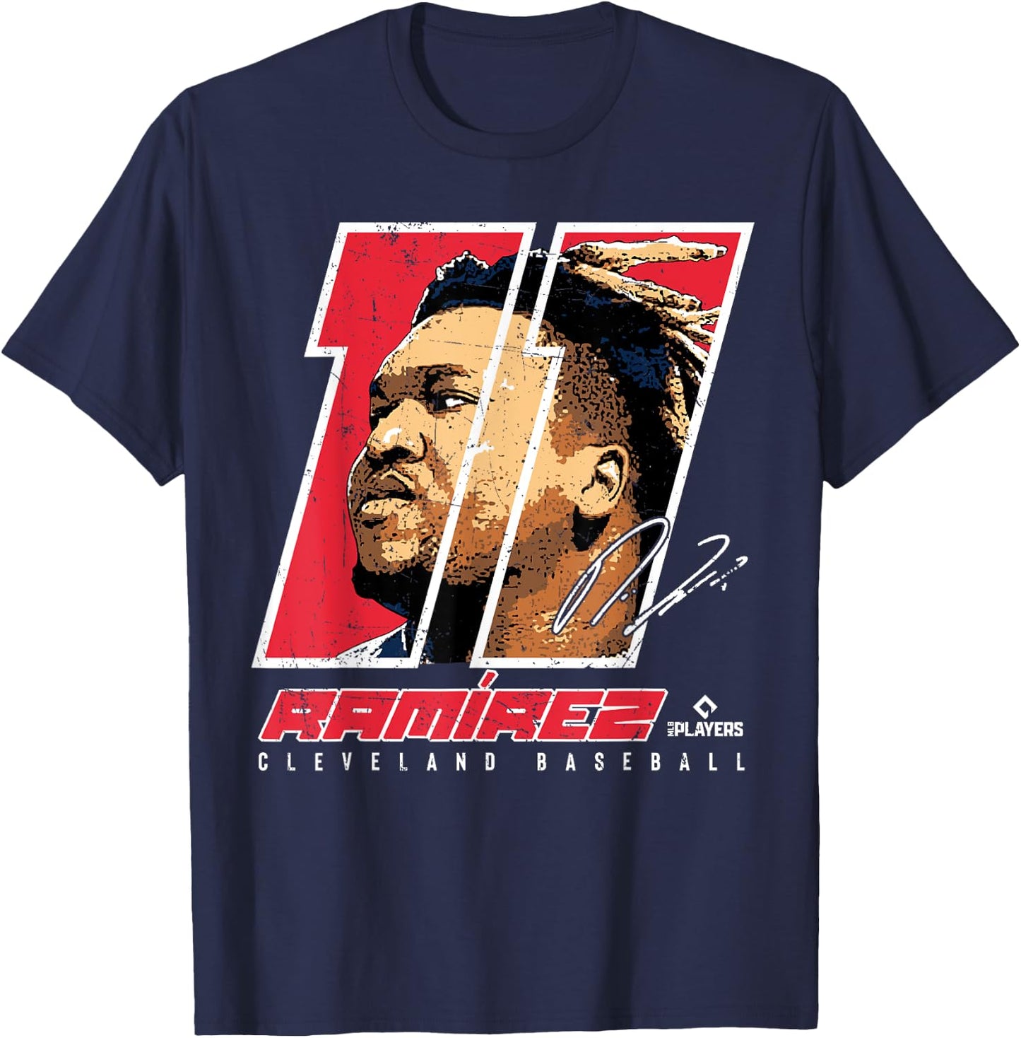 Jose Ramirez - Silhouette Enriquito Cleveland MLBPA T-Shirt - T-Shirt | Navy