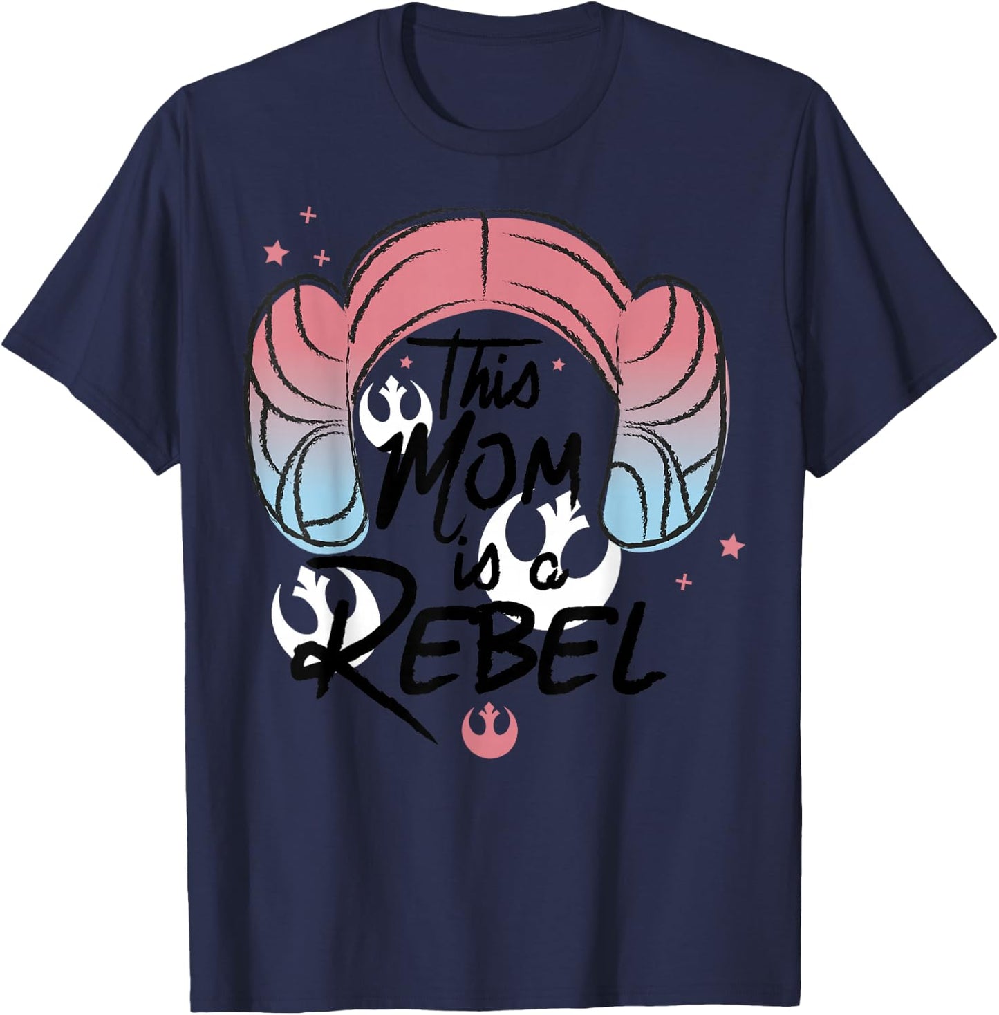 Star Wars This Mom Is A Rebel Princess Leia Hair T-Shirt - T-Shirt | Navy