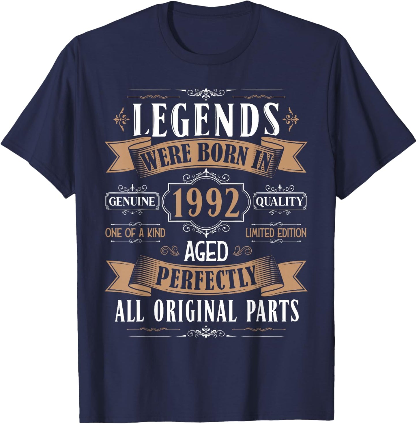Legends Born in 1992 33rd Birthday 33 Years Old Bday Men T-Shirt - T-Shirt | Navy