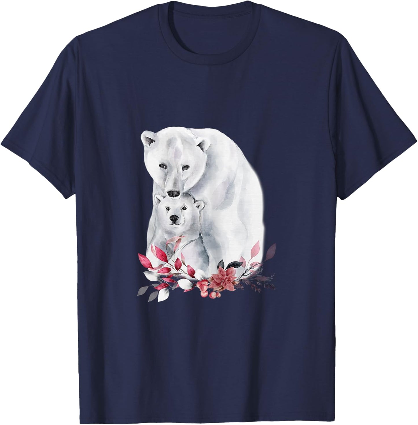 Mama Polar Bear and Baby Cub for Girls and Women T-Shirt - T-Shirt | Navy