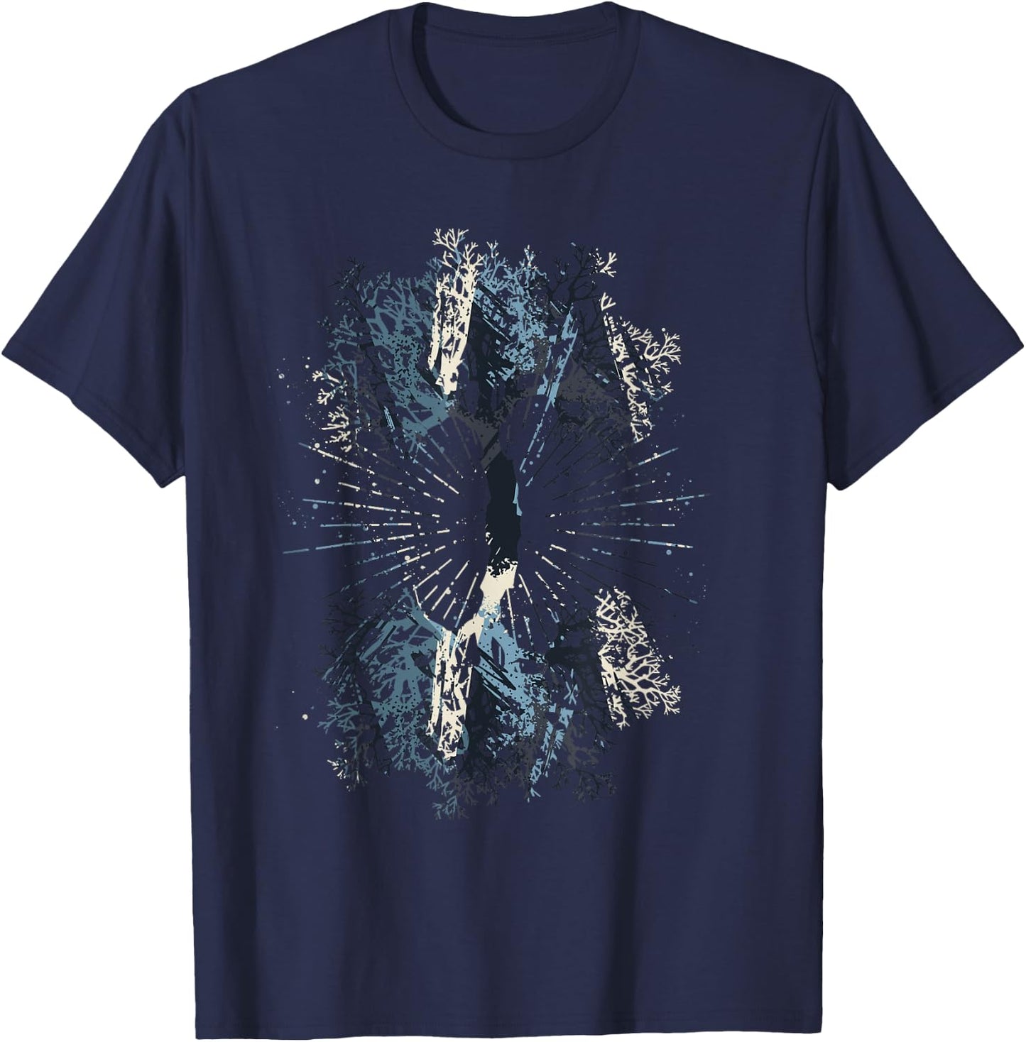 Nature Wildlife Outdoors Reflection Tree Forest T-Shirt - T-Shirt | Navy