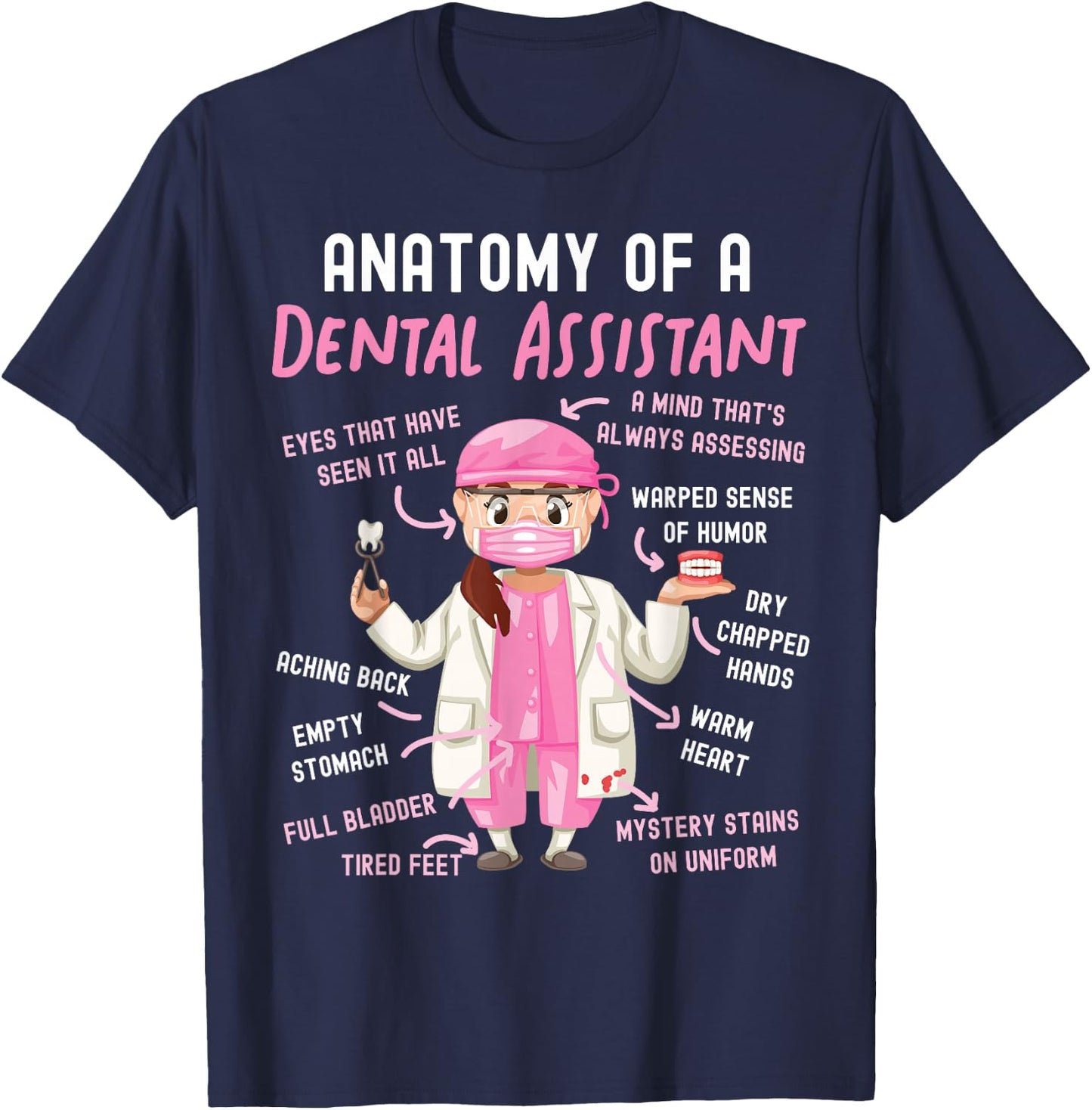 Dental Assistant Anatomy T-Shirt - T-Shirt | Navy