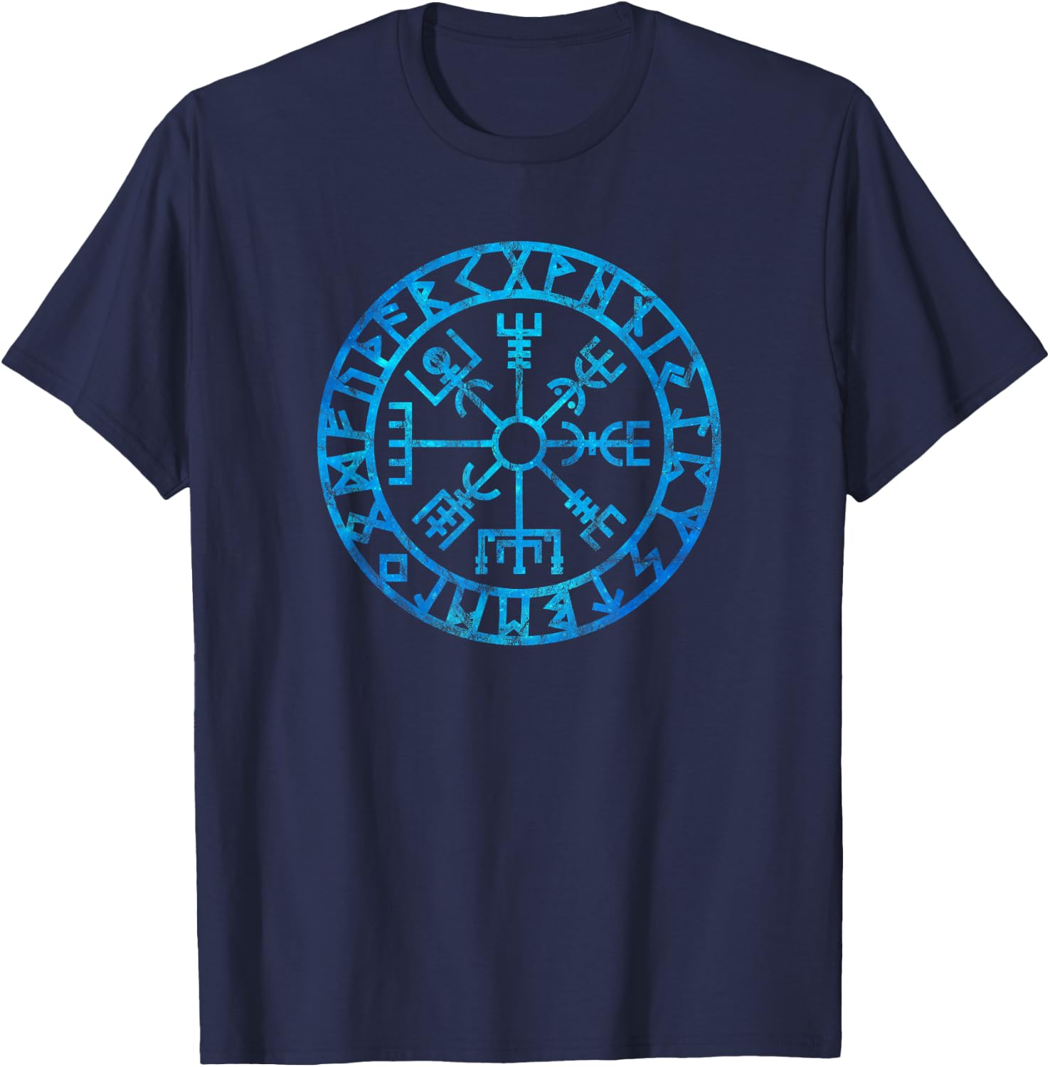 Vegvisir Viking Compass Rune Protection Symbol Celtic Nordic T-Shirt - T-Shirt | Navy