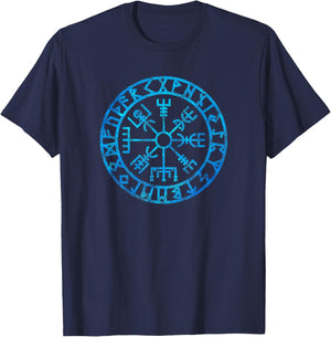 Vegvisir Viking Compass Rune Protection Symbol Celtic Nordic T-Shirt - T-Shirt | Navy