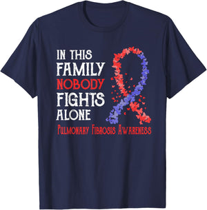 In This Family Nobody Fights Alone Pulmonary Fibrosis T-Shirt - T-Shirt | Navy