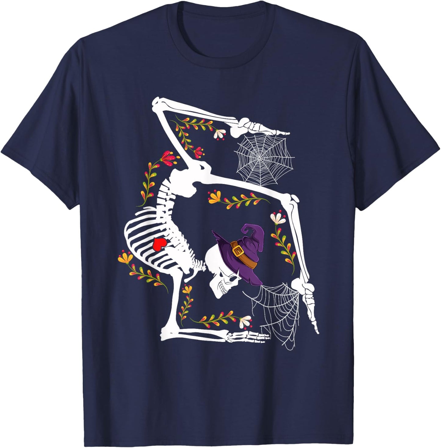 Skeleton Gymnast Lazy Halloween Costume Funny Gymnastics T-Shirt - T-Shirt | Navy