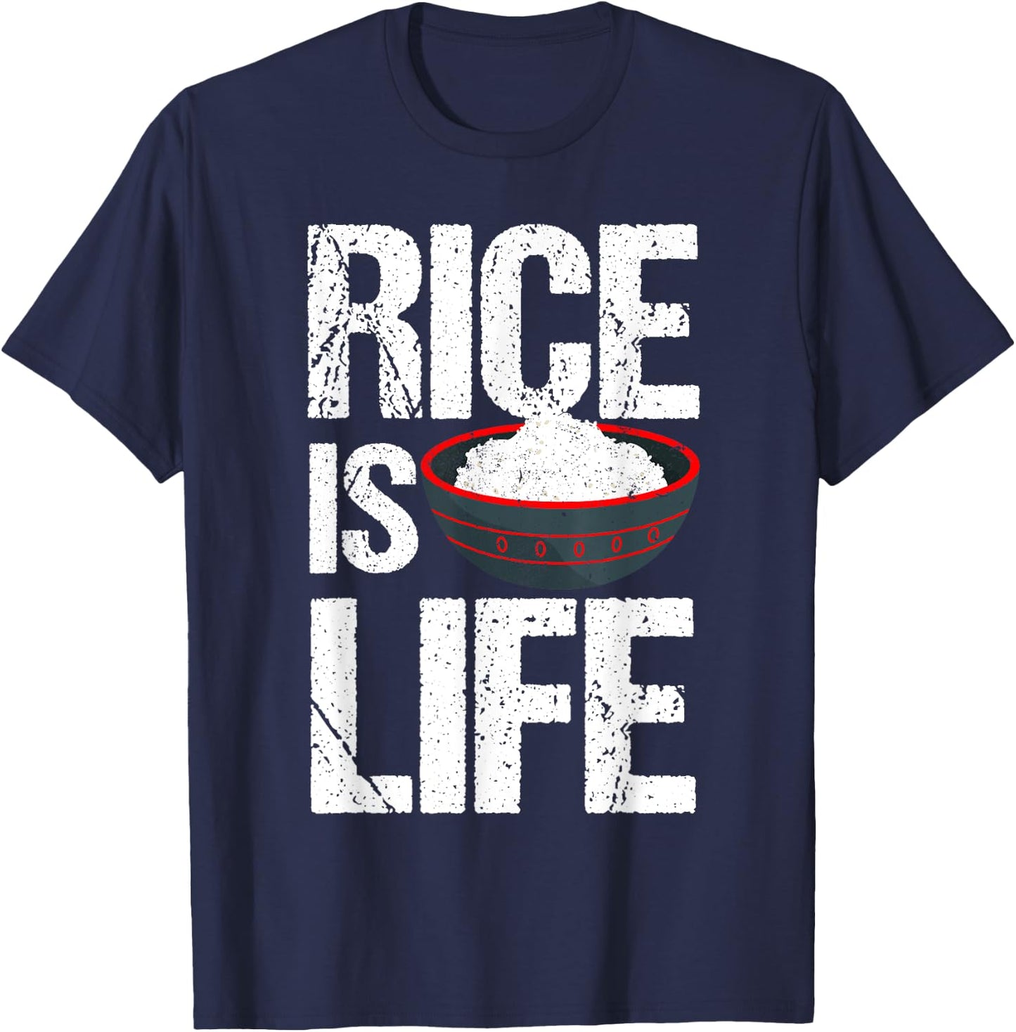 Cool Rice Is Life Art Men Women Asian Filipino Japanese Food T-Shirt - T-Shirt | Navy