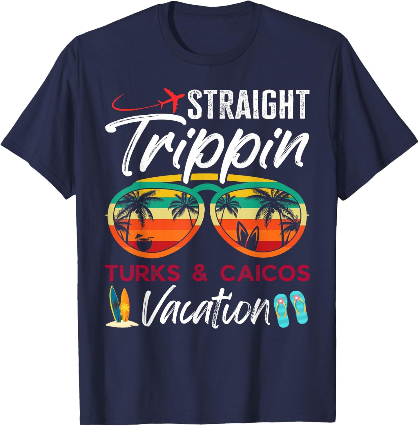 Straight Trippin Turks Caicos Couples Family Vacation Group T-Shirt - T-Shirt | Navy