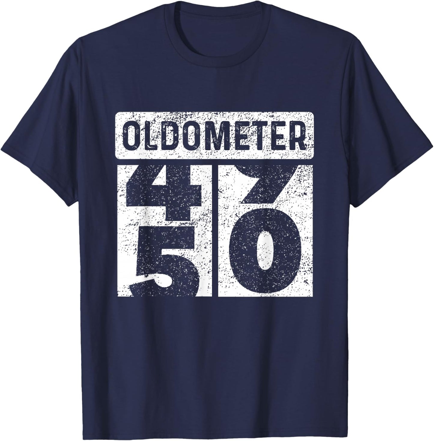 Auto Mechanic 50th Birthday Oldometer Odometer High Mileage T-Shirt - T-Shirt | Navy