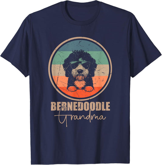 Vintage Bernedoodle Grandma Dog Owner Women Mothers Day Mom T-Shirt - T-Shirt | Navy