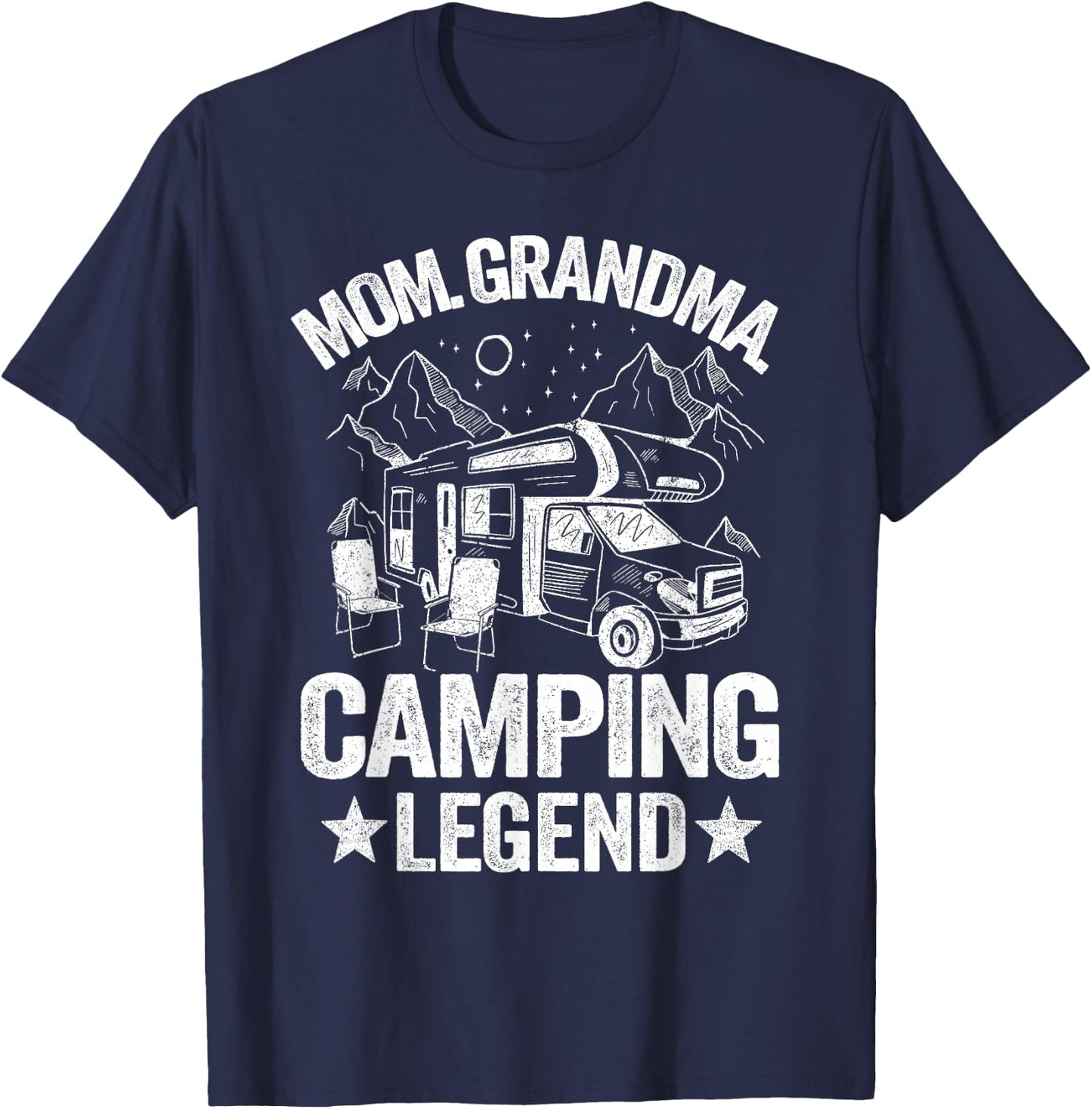 Mom Grandma Camping Legend RV Camper Outdoor Women Camping T-Shirt - T-Shirt | Navy