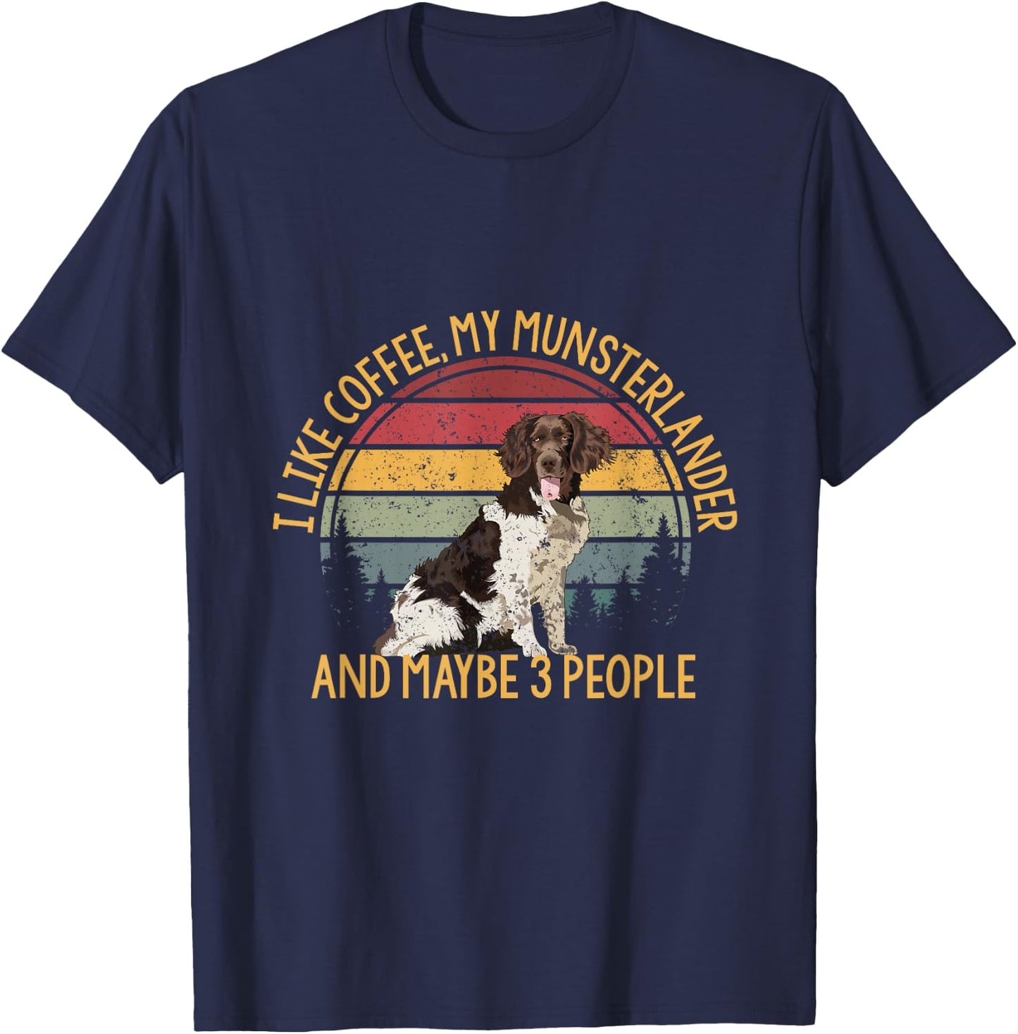 Coffee and my munsterlander Münsterländer 3 people dog T-Shirt - T-Shirt | Navy