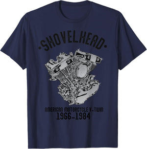 Novelty Shovelhead Motorcycle Enthusiasts Husband Grandpa T-Shirt - T-Shirt | Navy