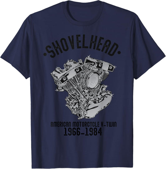 Novelty Shovelhead Motorcycle Enthusiasts Husband Grandpa T-Shirt - T-Shirt | Navy