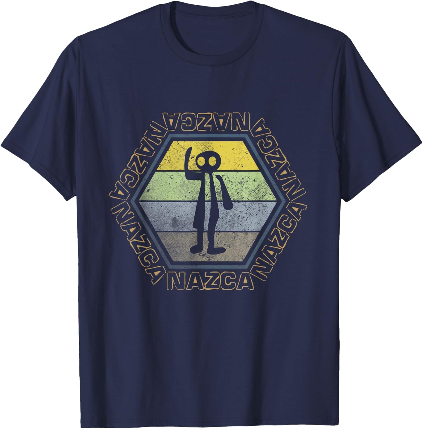 Nazca Lines -Spaceman Astronaut Retro Pop Art Peru Alien T-Shirt - T-Shirt | Navy