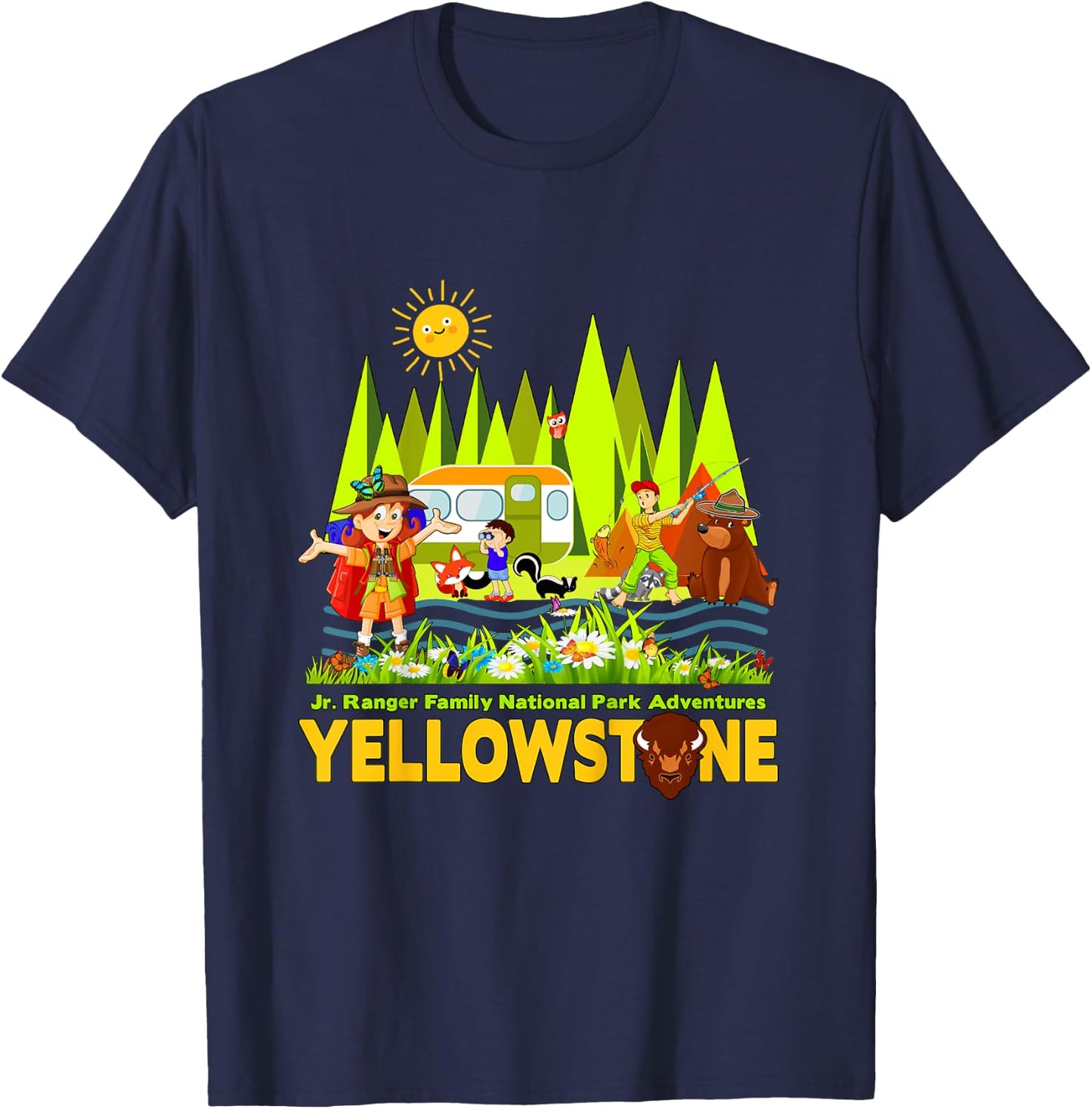 Yellowstone Jr Ranger Family National Park Souvenir T-Shirt - T-Shirt | Navy