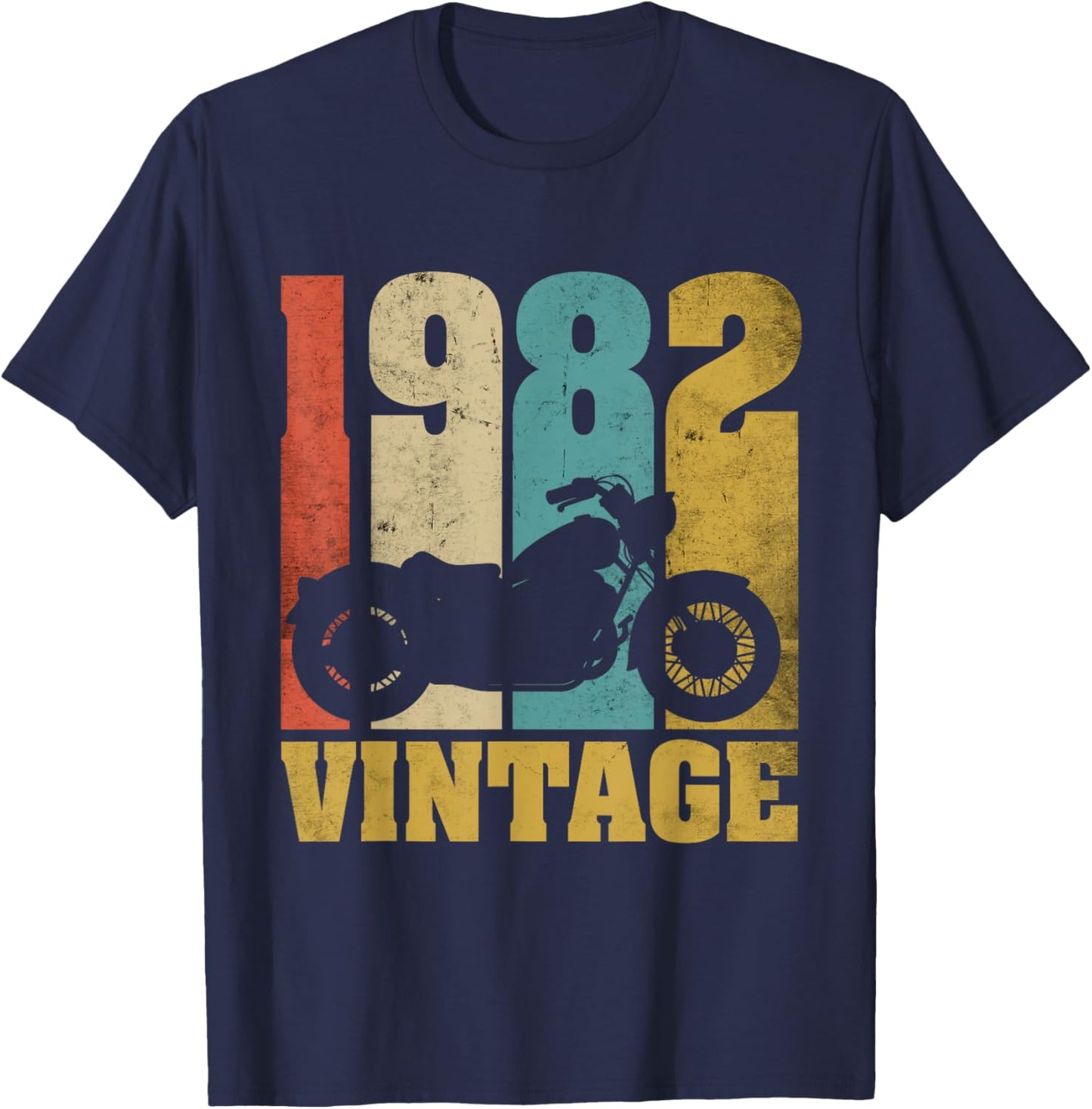 43rd Birthday Motorcycle Dad Biker Gift Vintage 1982 T-Shirt - T-Shirt | Navy