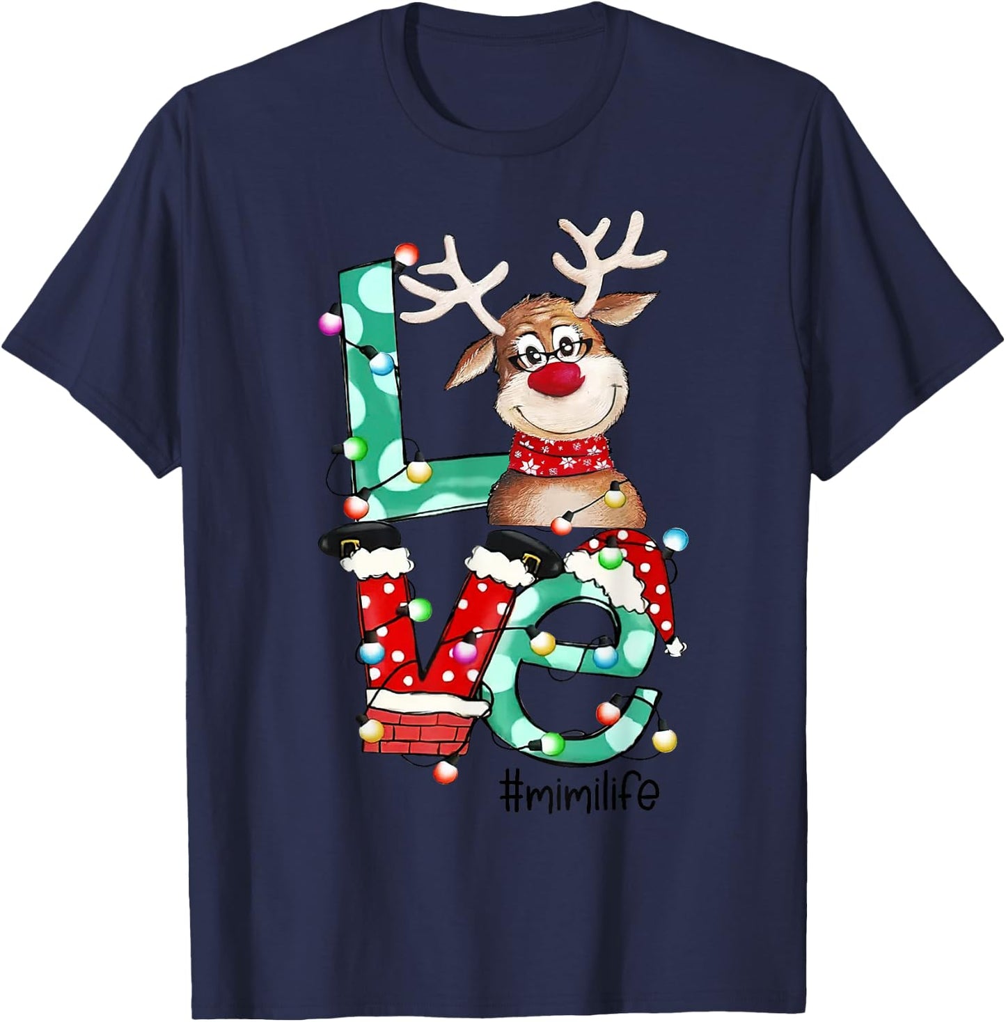 Mimi Life Reindeer Grandma Christmas Xmas Holiday Women T-Shirt - T-Shirt | Navy