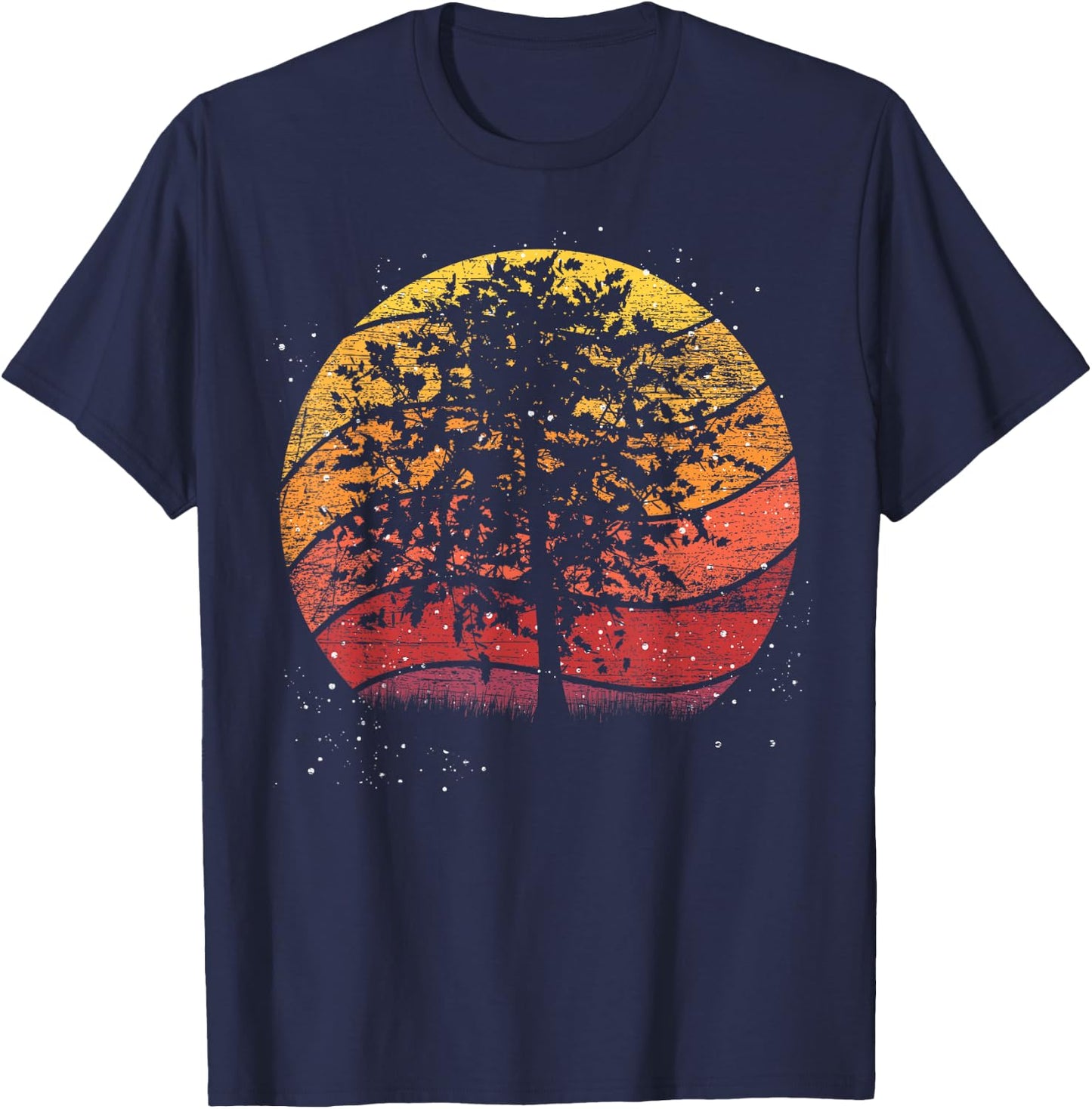 Retro Tree Forest T-Shirt - T-Shirt | Navy