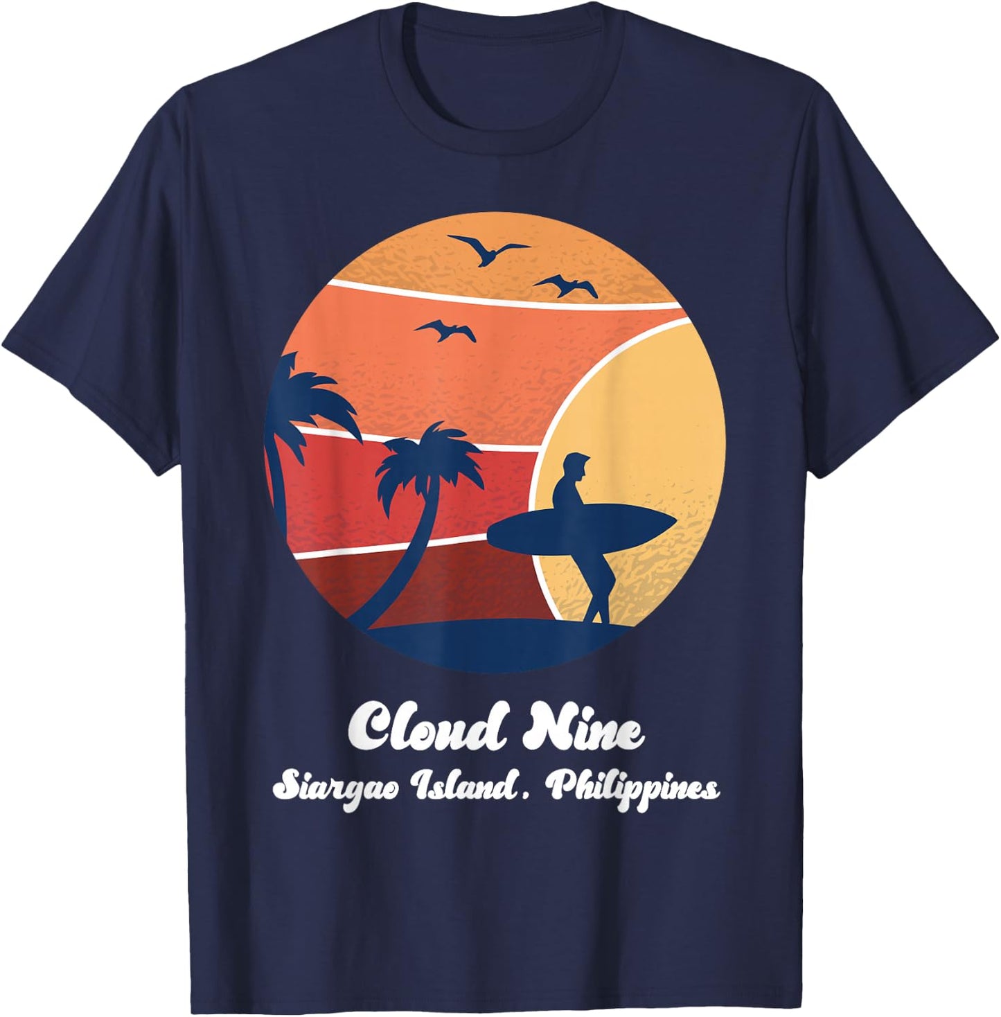 Cloud Nine Siargao Island Philippines Surfing Vintage Surfer T-Shirt - T-Shirt | Navy