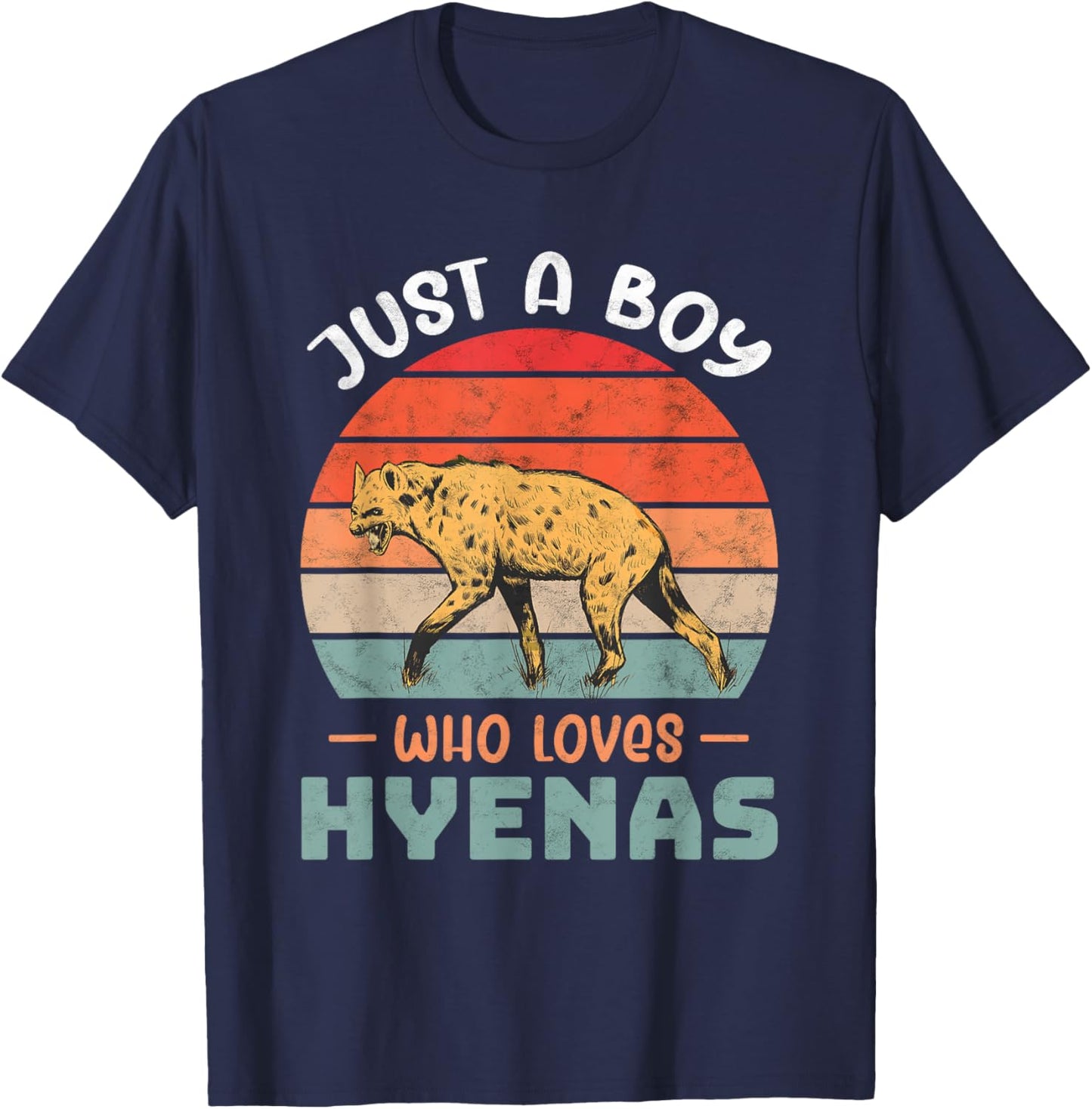 Just a Boy who loves Hyenas Safari animal Hyena T-Shirt - T-Shirt | Navy
